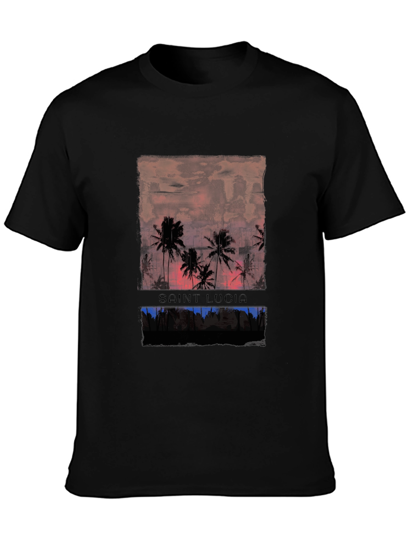 Saint Lucia Palm Sunset Graphic Tee