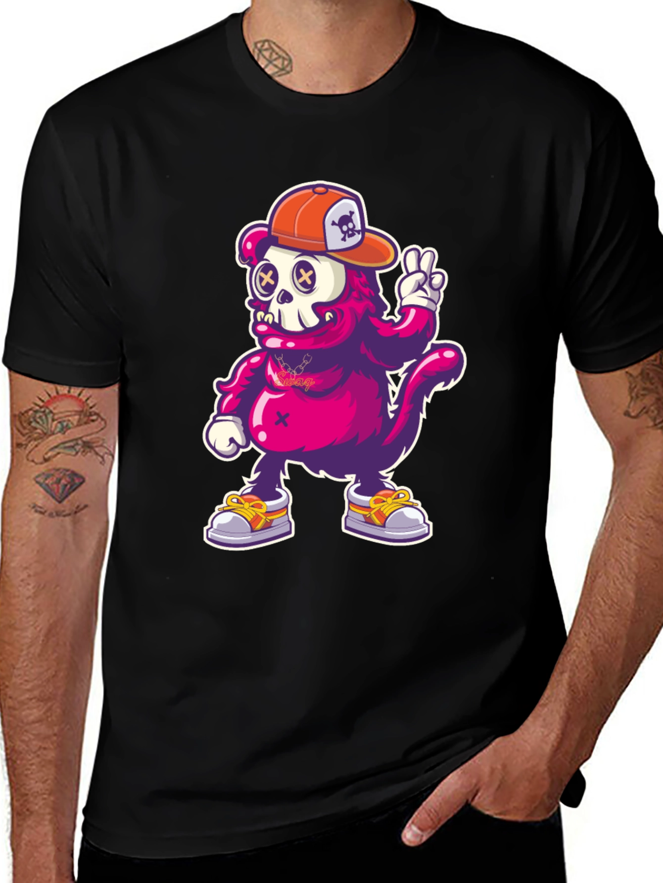 Cartoon Monkey T-Shirt - Skull Cap