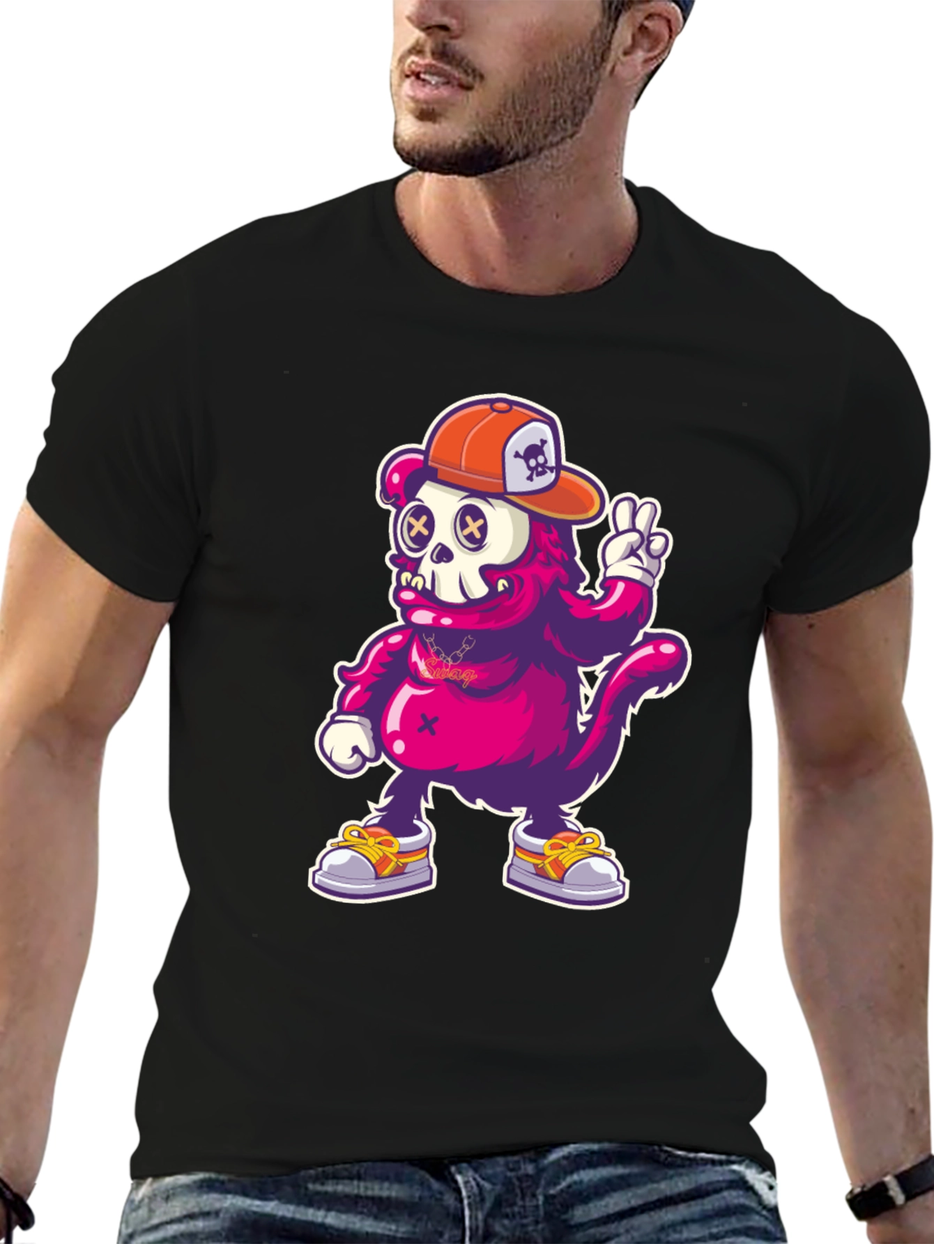 Cartoon Monkey T-Shirt - Skull Cap