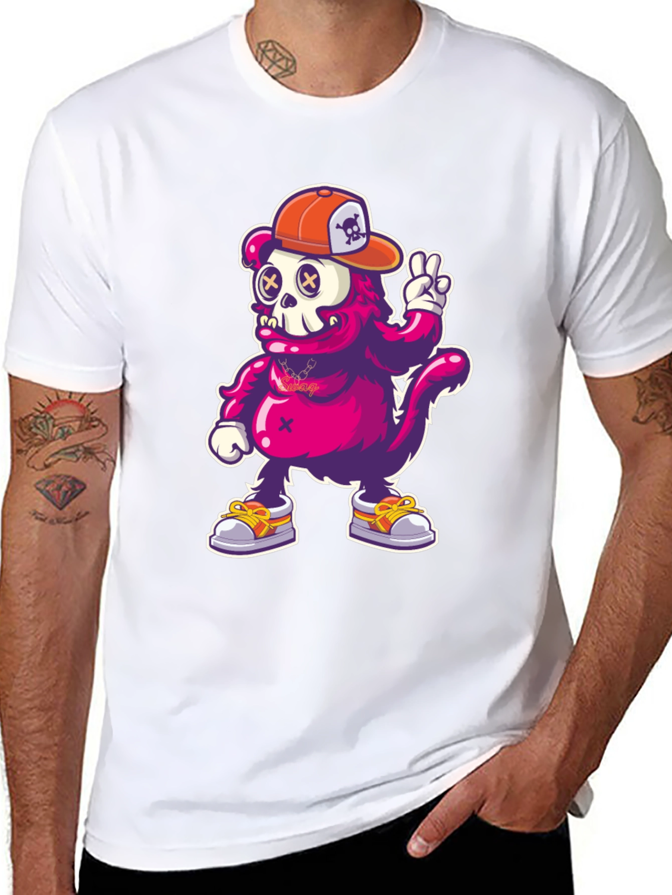 Cartoon Monkey T-Shirt - Skull Cap