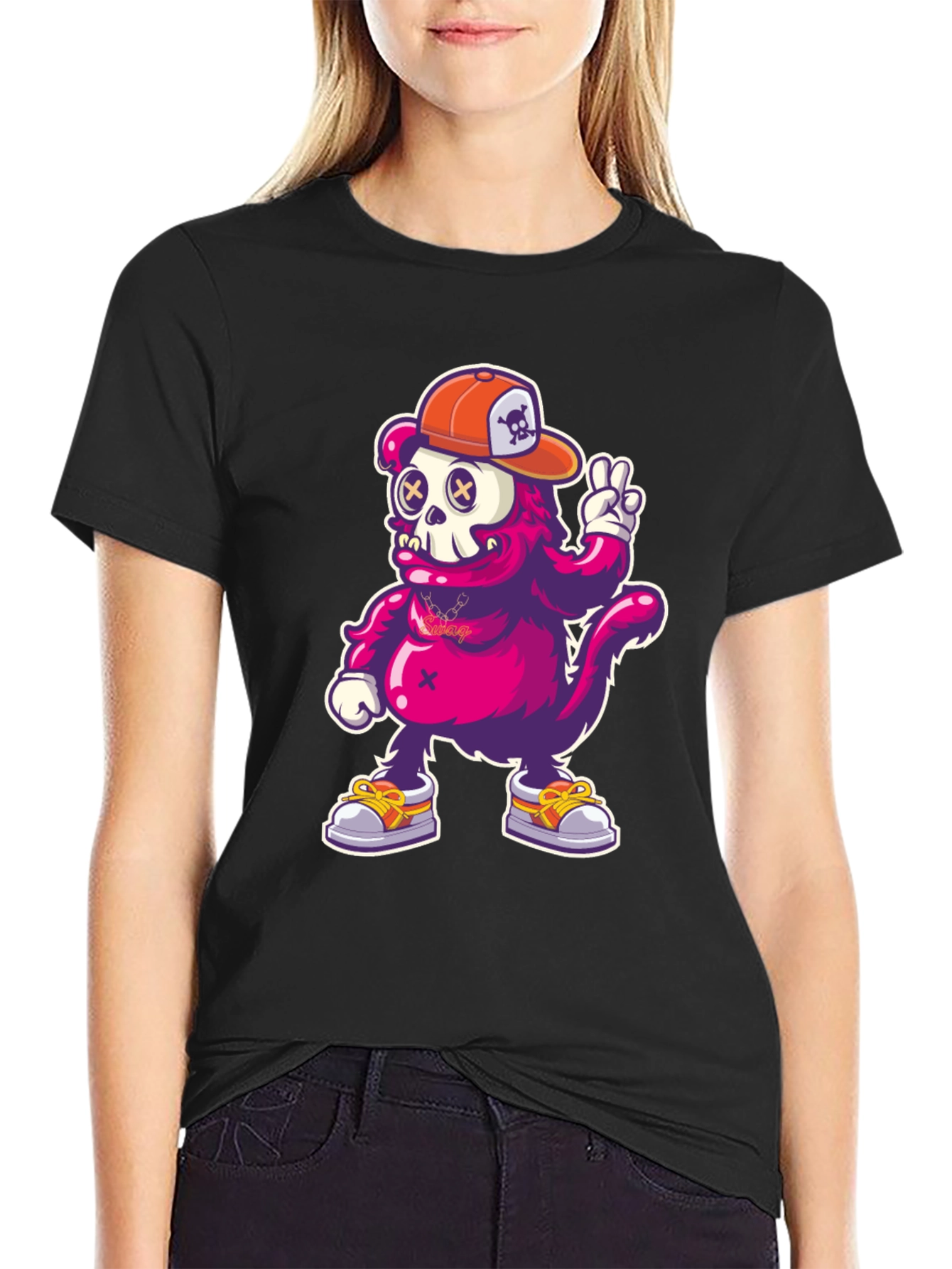 Cartoon Monkey T-Shirt - Skull Cap