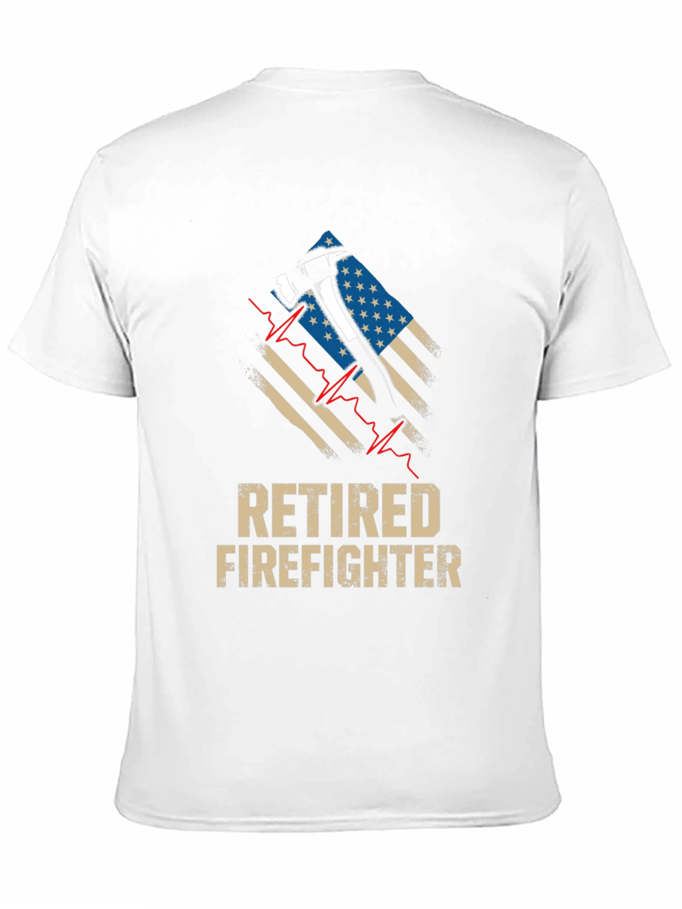 Retired Firefighter Axe American Flag Graphic T-Shirt