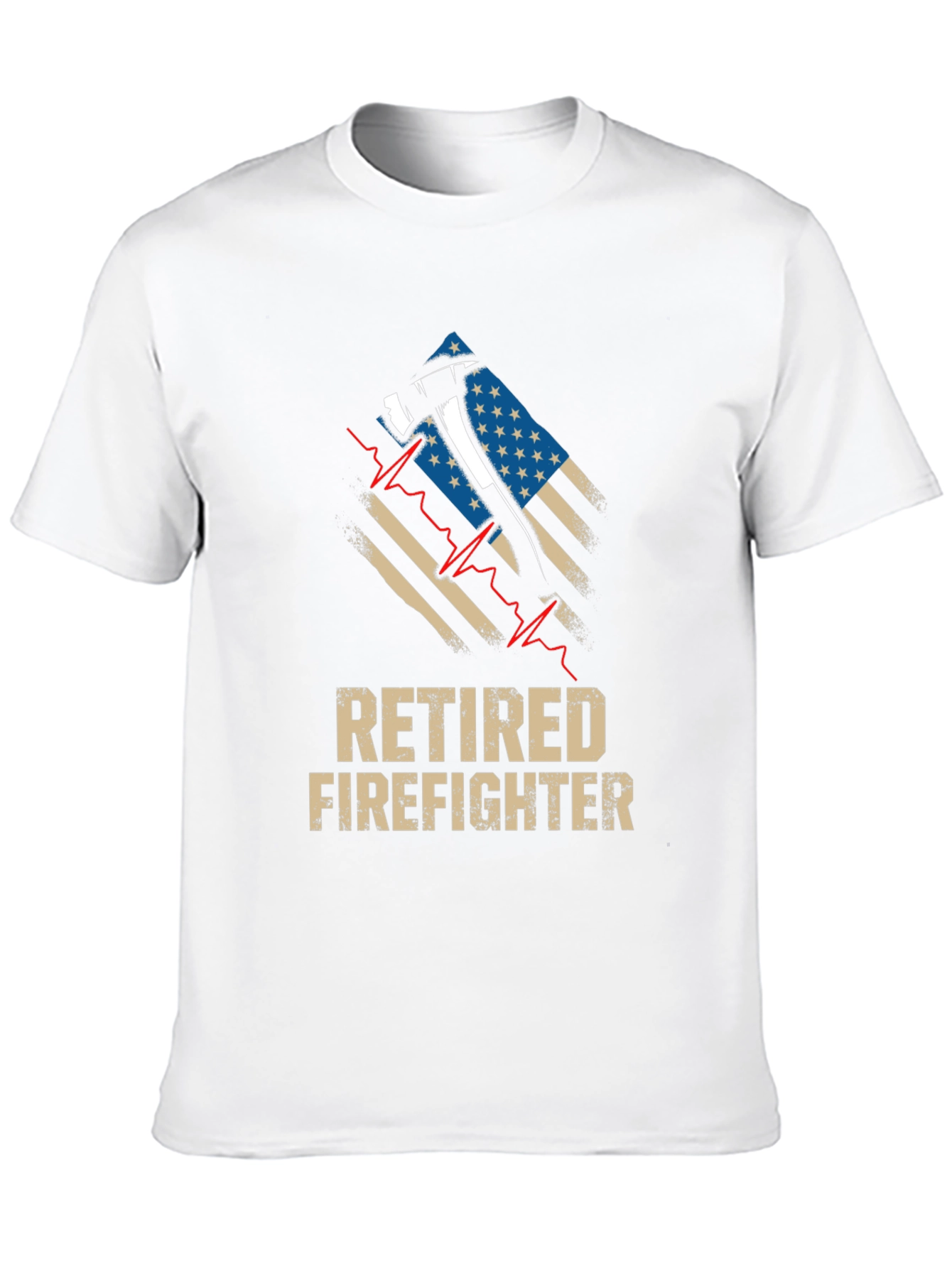 Retired Firefighter Axe American Flag Graphic T-Shirt