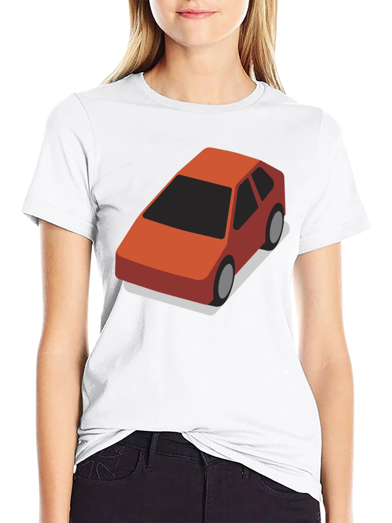 Isometric Car Graphic Tee - Black Cotton Blend T-Shirt