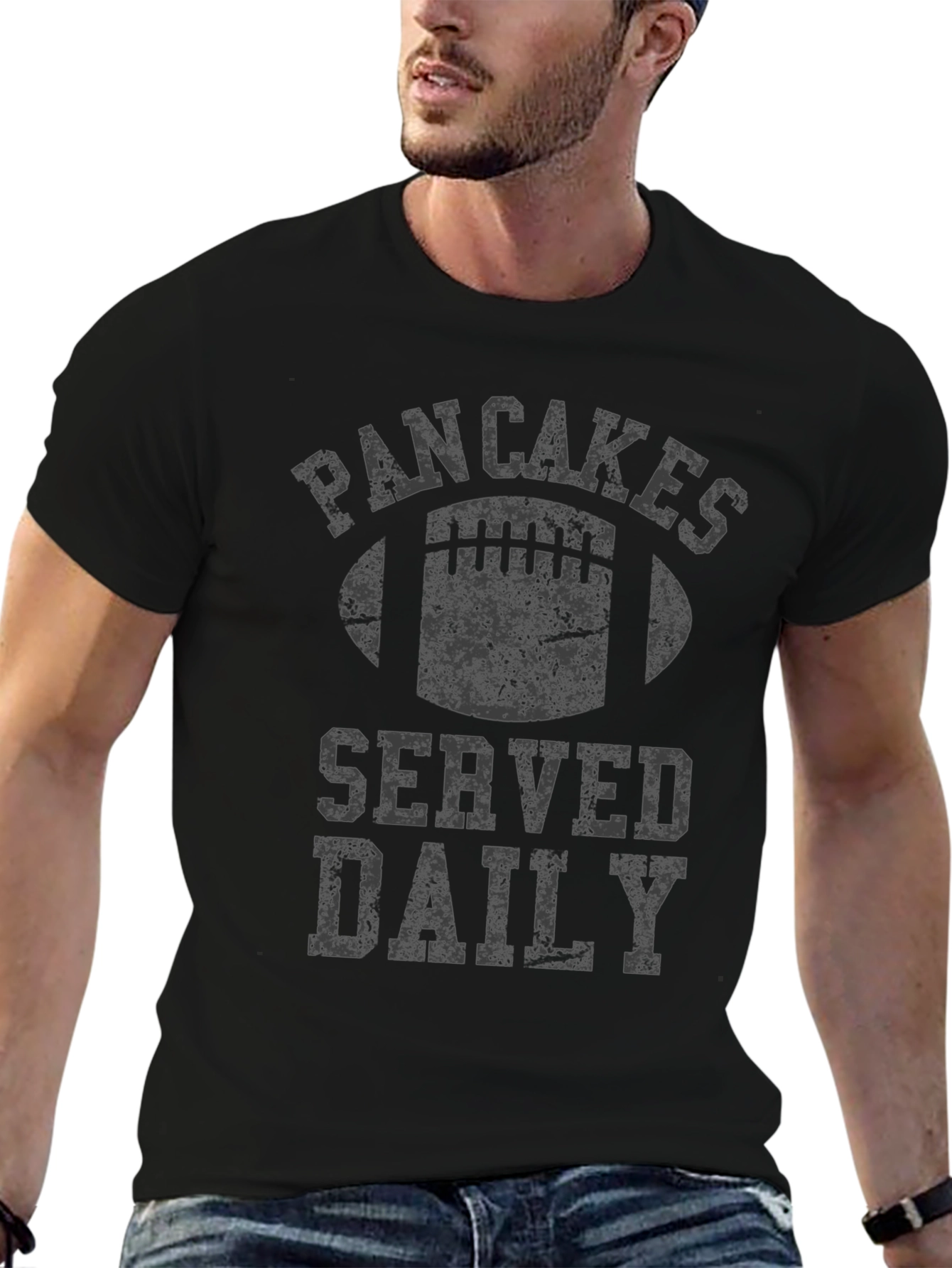 Pancakes Served Daily Football Graphic Tee