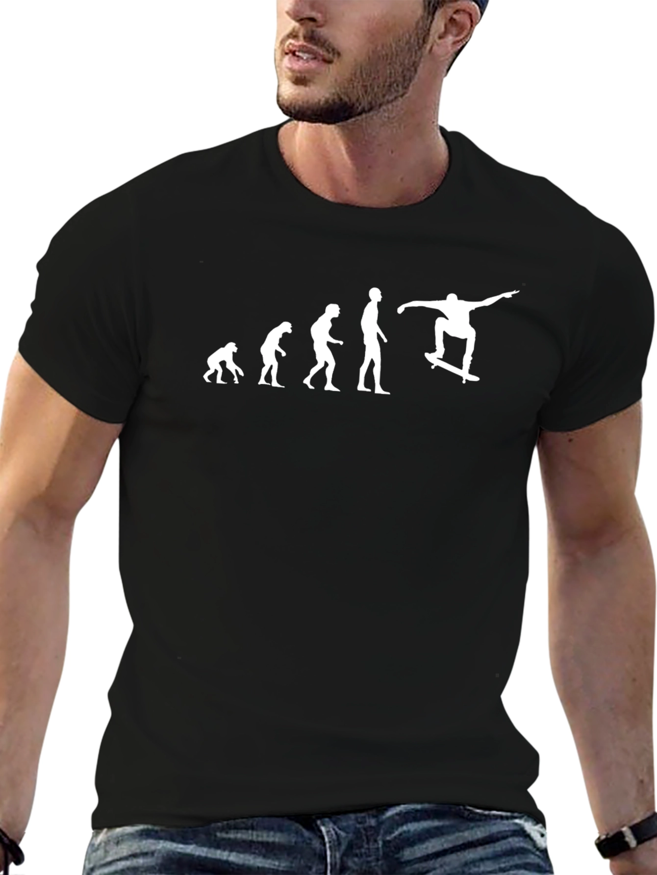 Skateboard Evolution Graphic Tee - Black