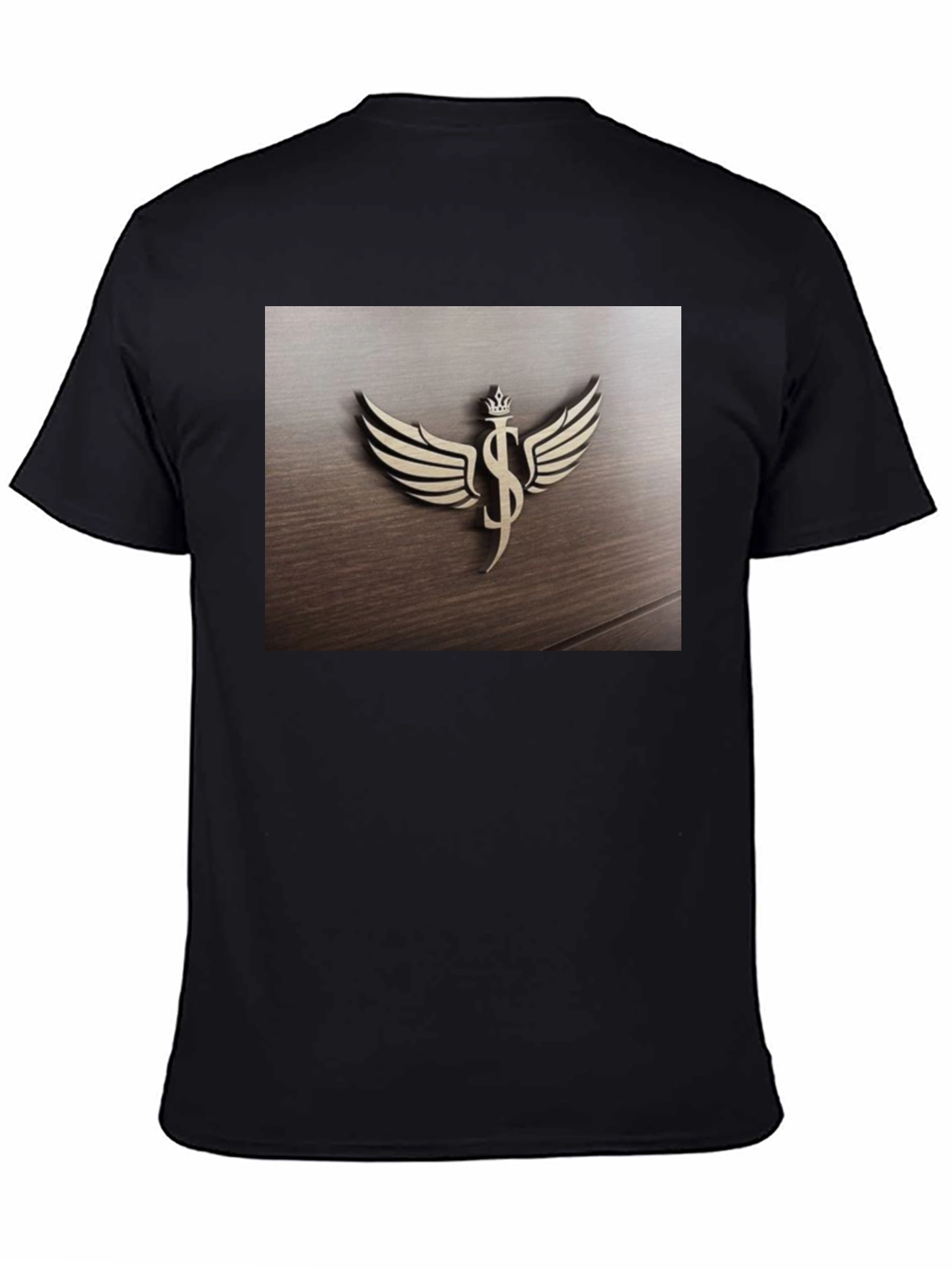 Winged Dollar Sign Crown Graphic T-Shirt - Black