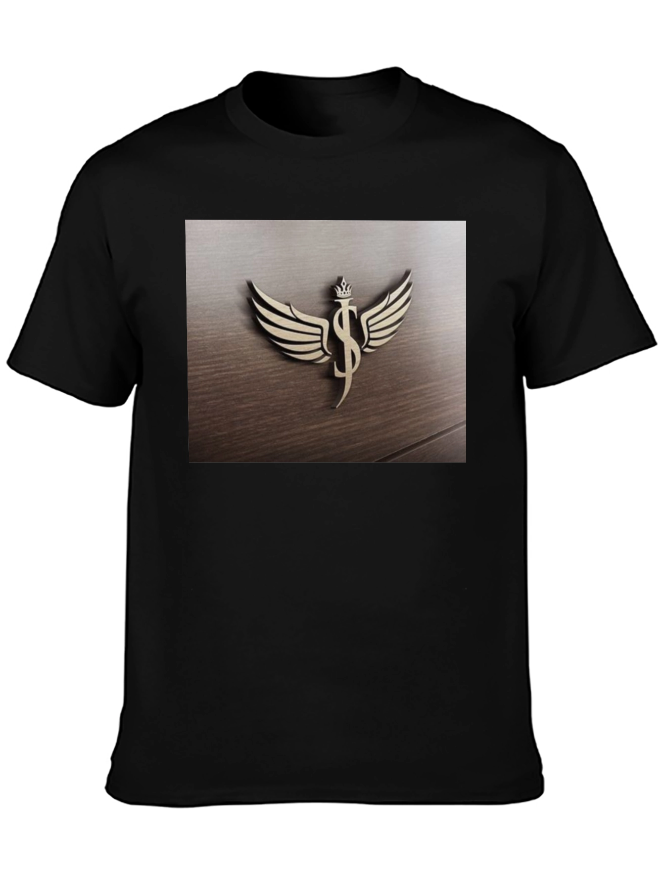 Winged Dollar Sign Crown Graphic T-Shirt - Black