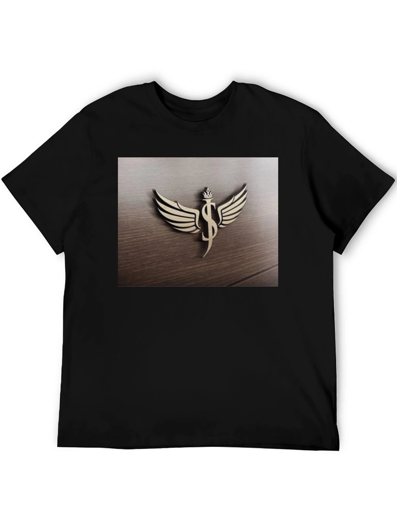 Winged Dollar Sign Crown Graphic T-Shirt - Black