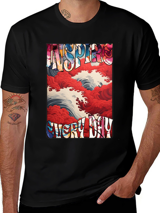 Inspire Every Day Graphic Tee - Artistic Wave Design