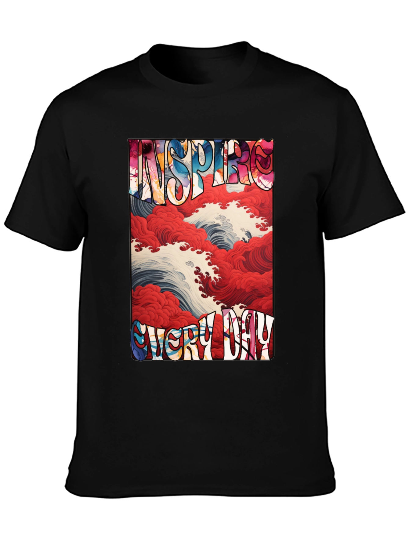 Inspire Every Day Graphic Tee - Artistic Wave Design