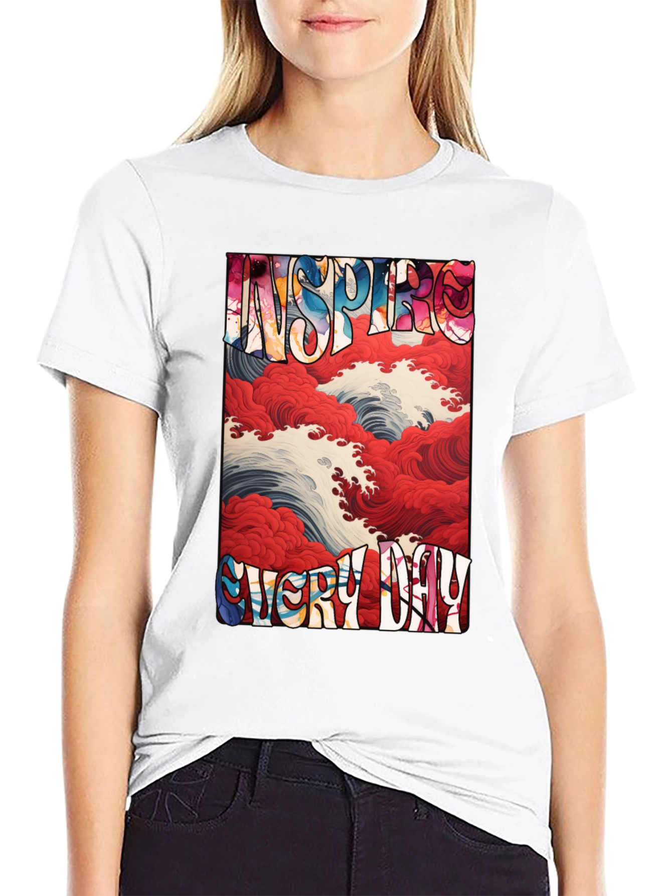 Inspire Every Day Graphic Tee - Artistic Wave Design