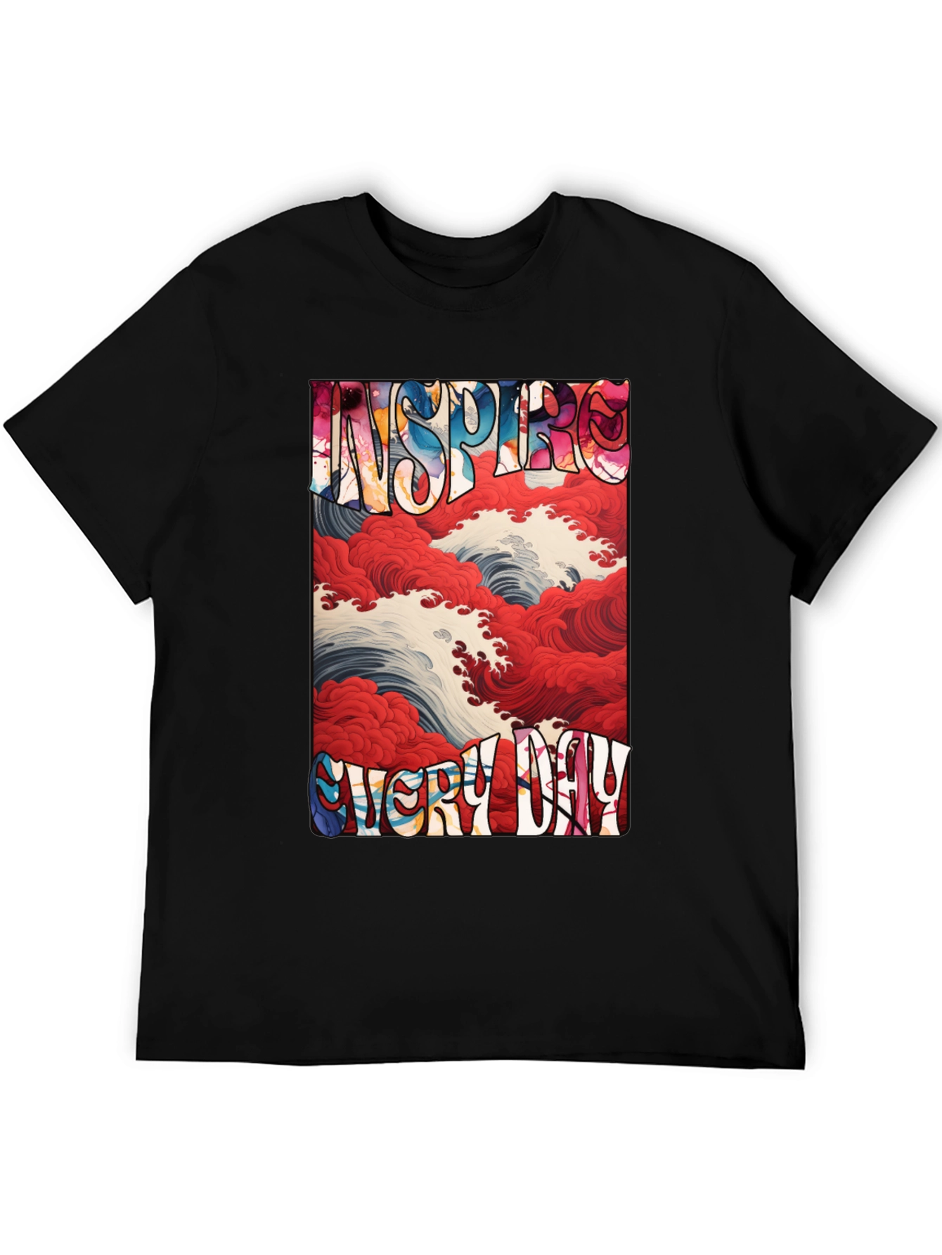 Inspire Every Day Graphic Tee - Artistic Wave Design