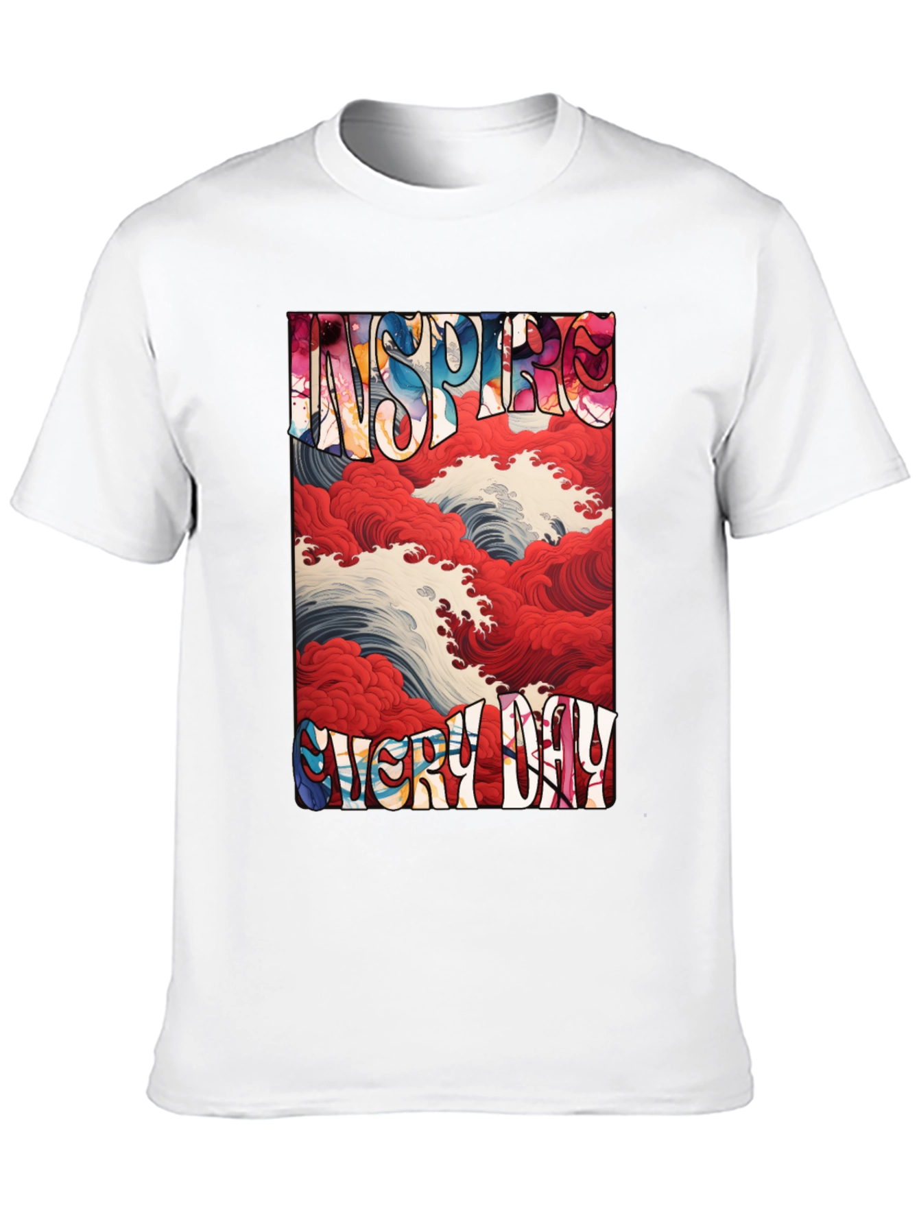 Inspire Every Day Graphic Tee - Artistic Wave Design