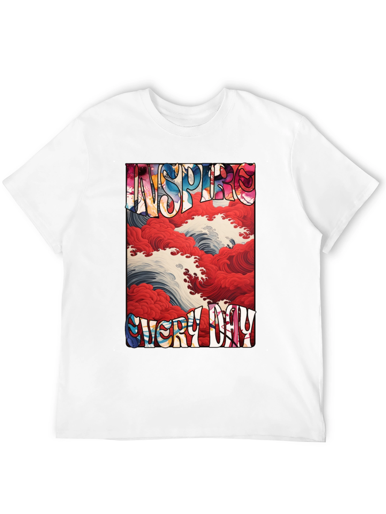 Inspire Every Day Graphic Tee - Artistic Wave Design