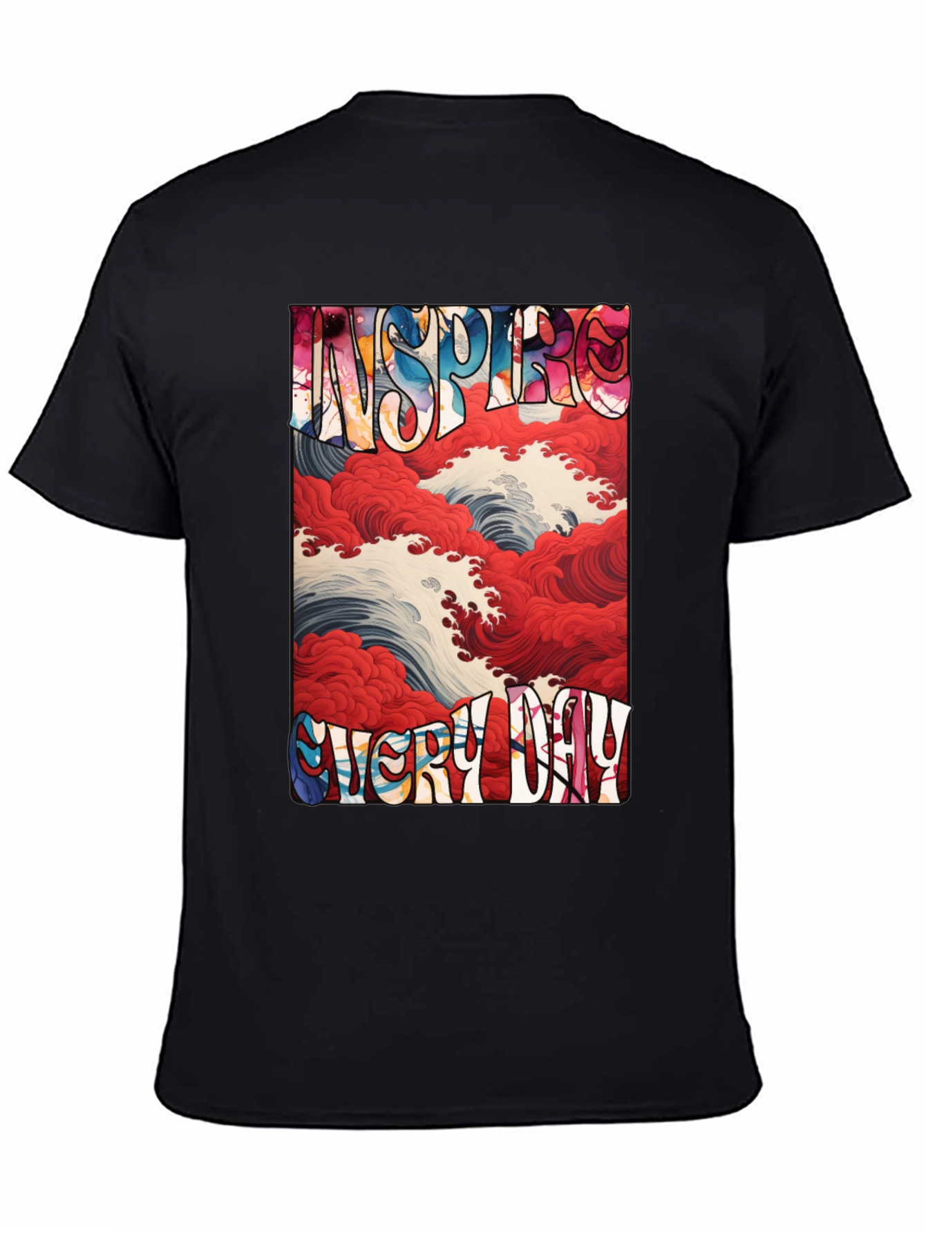 Inspire Every Day Graphic Tee - Artistic Wave Design