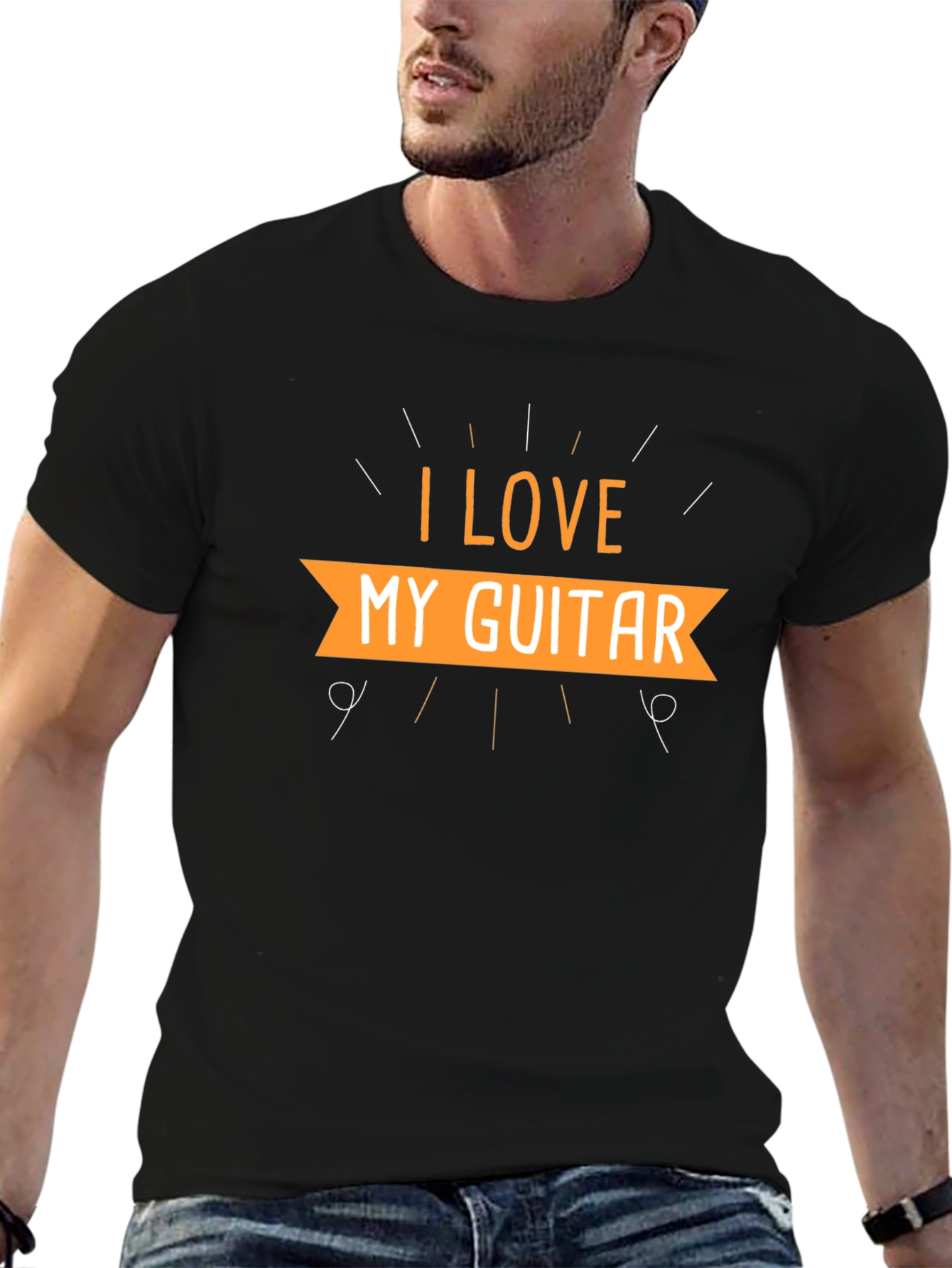 I Love My Guitar Black T-Shirt