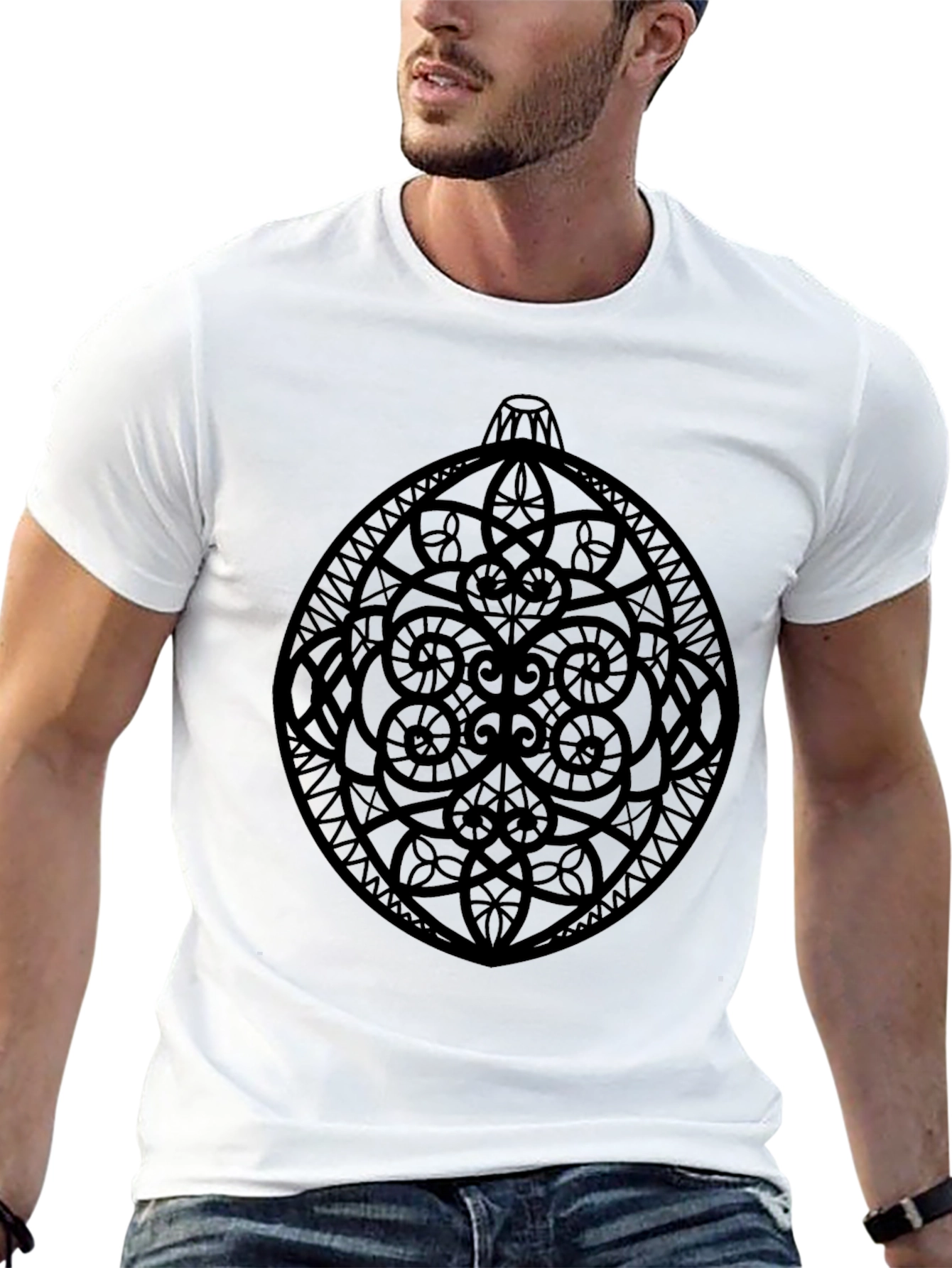 Ornament Graphic Tee - Stylish Black Cotton T-Shirt