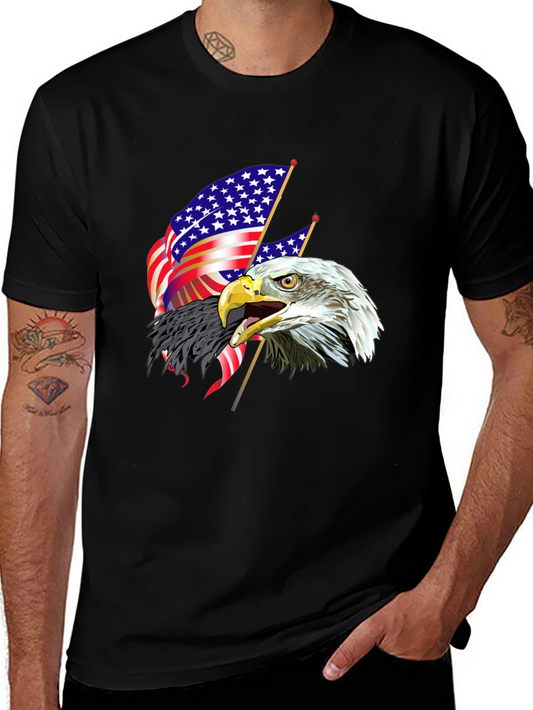 Patriotic Eagle & US Flag Graphic T-Shirt