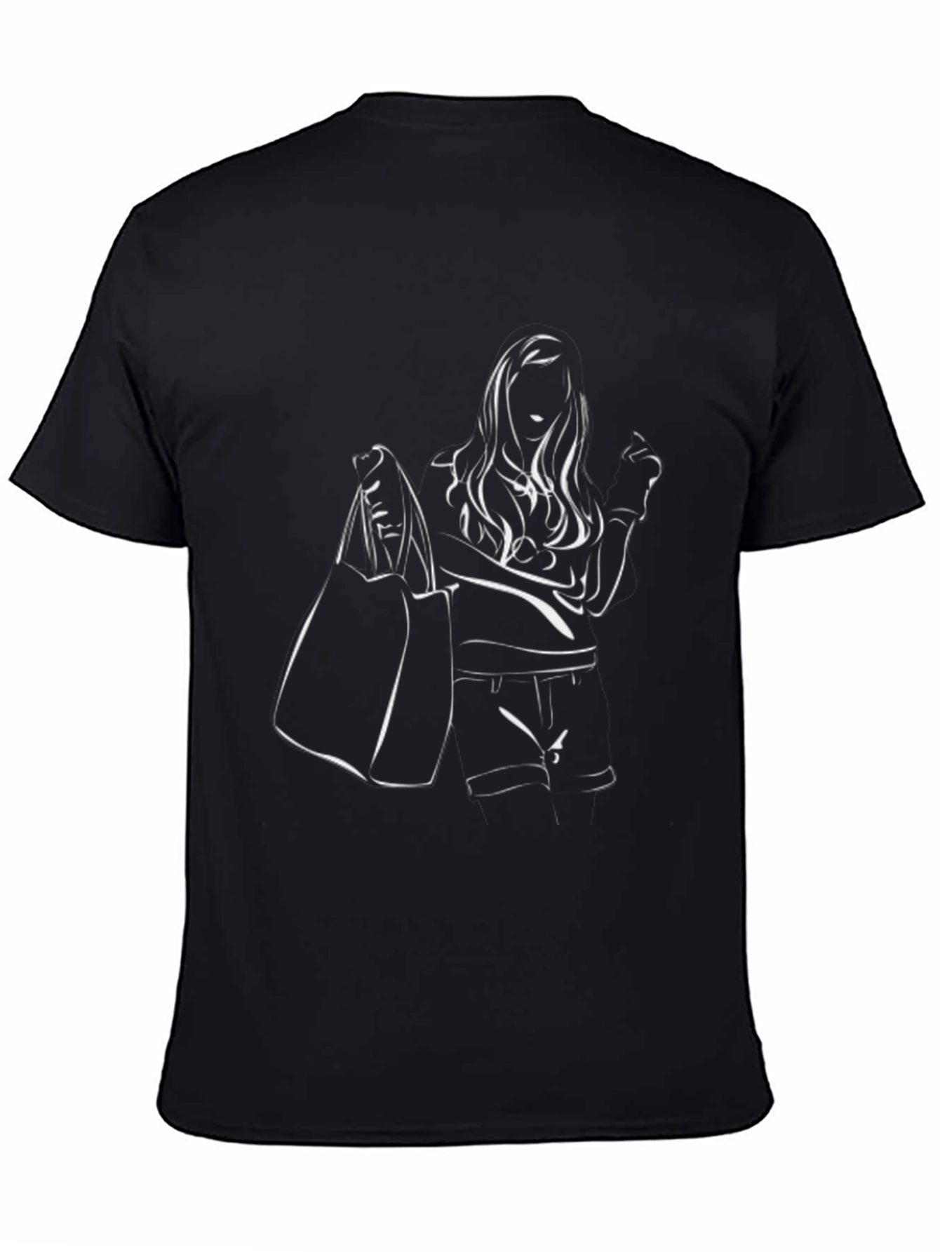 Trendy Silhouette Graphic Tee - Black Cotton Comfort