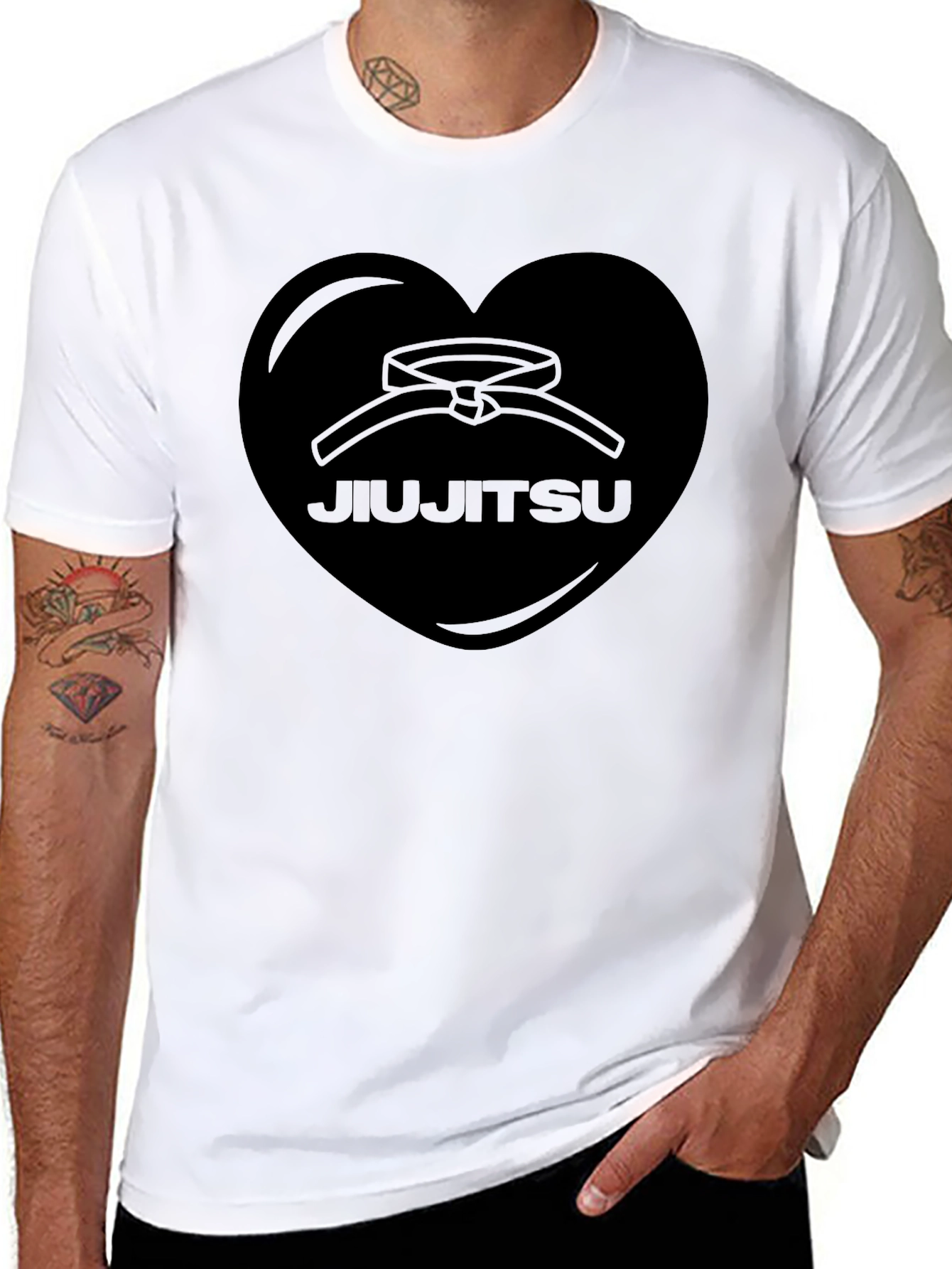 Jiu Jitsu Heart Graphic T-Shirt - Black