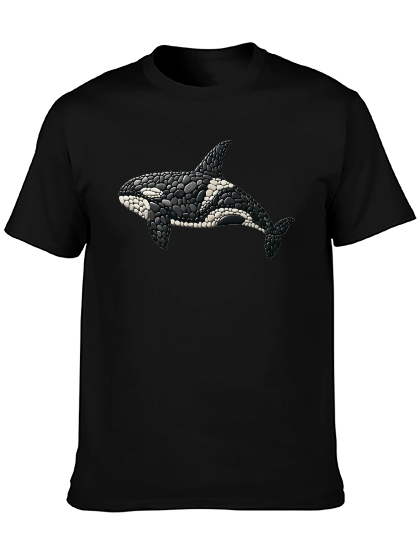 Orca Whale Stone Art Black T-Shirt