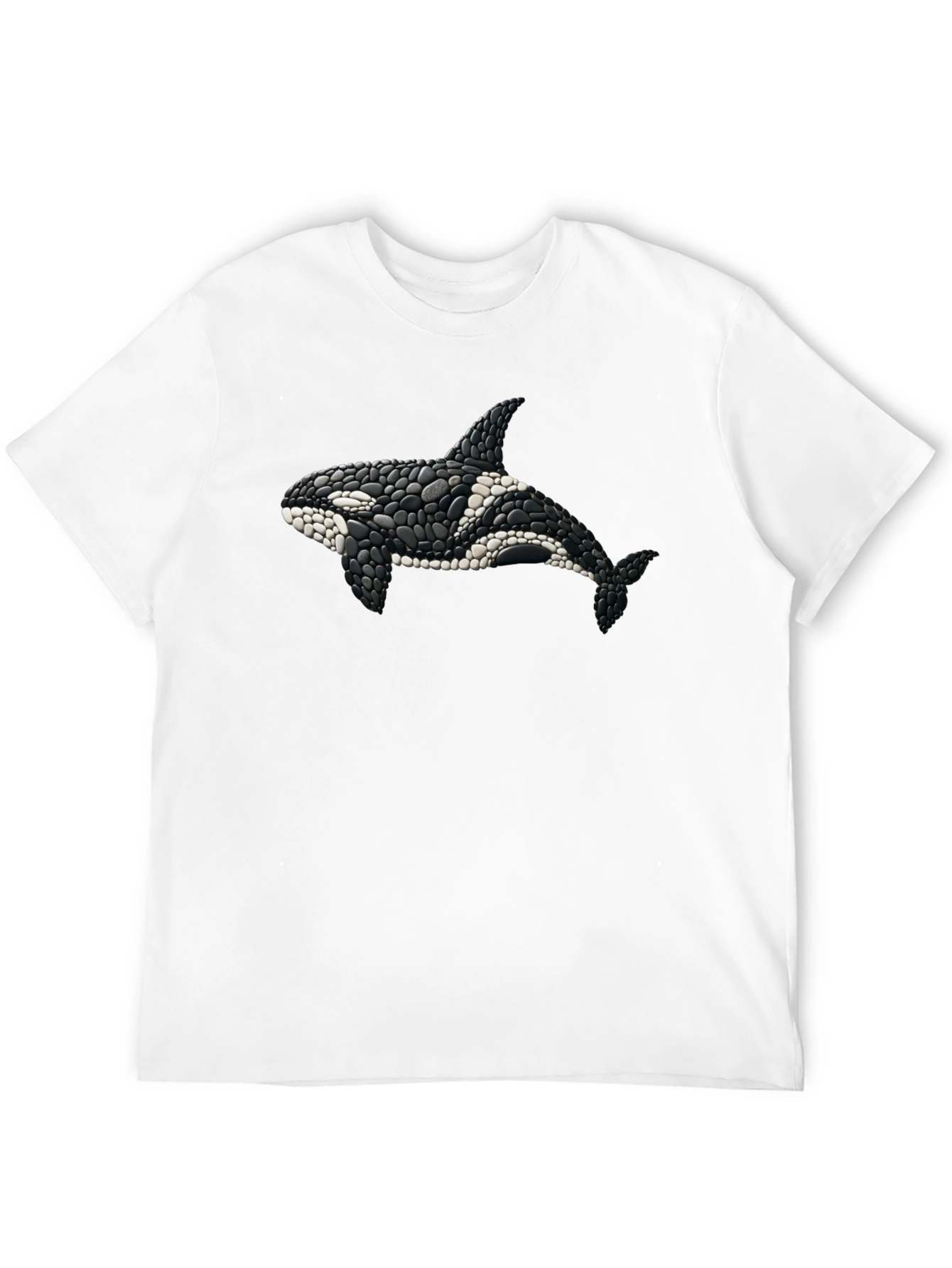 Orca Whale Stone Art Black T-Shirt