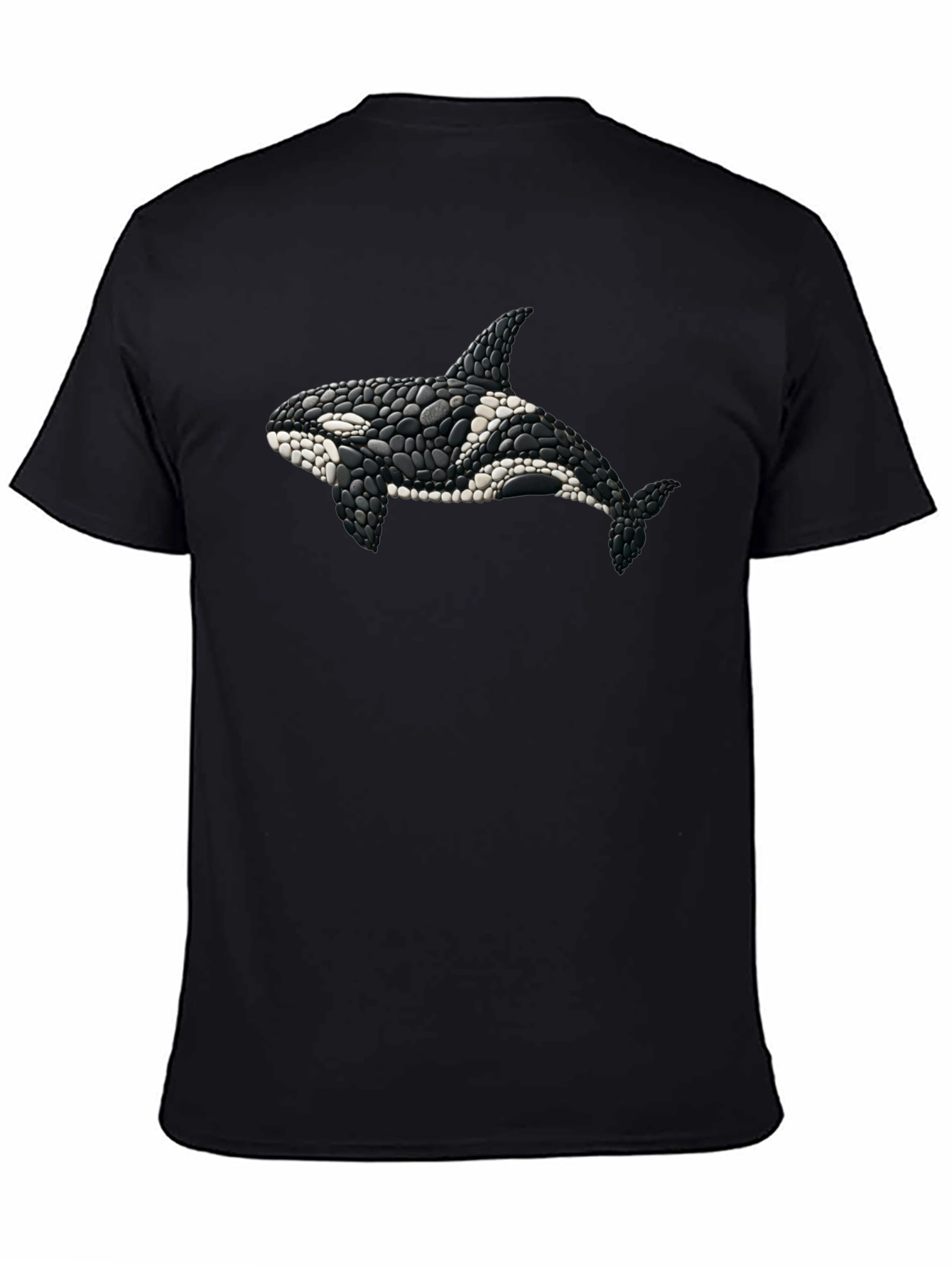 Orca Whale Stone Art Black T-Shirt