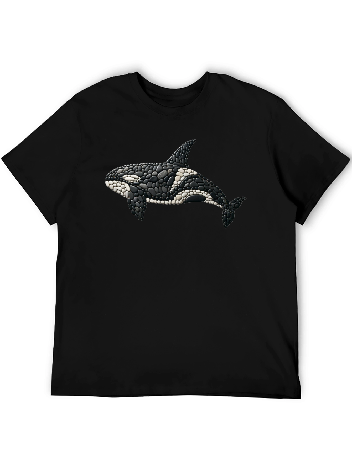 Orca Whale Stone Art Black T-Shirt