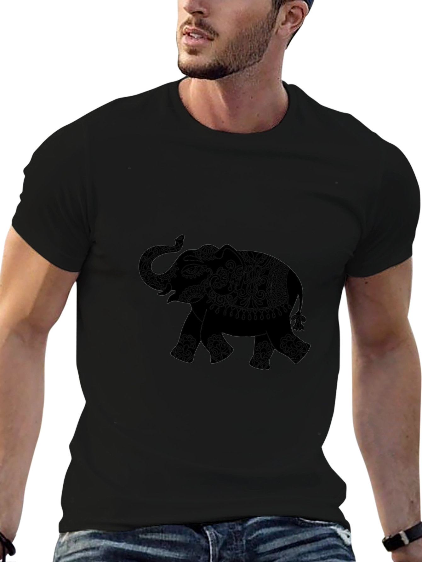 Elephant Silhouette Black T-Shirt