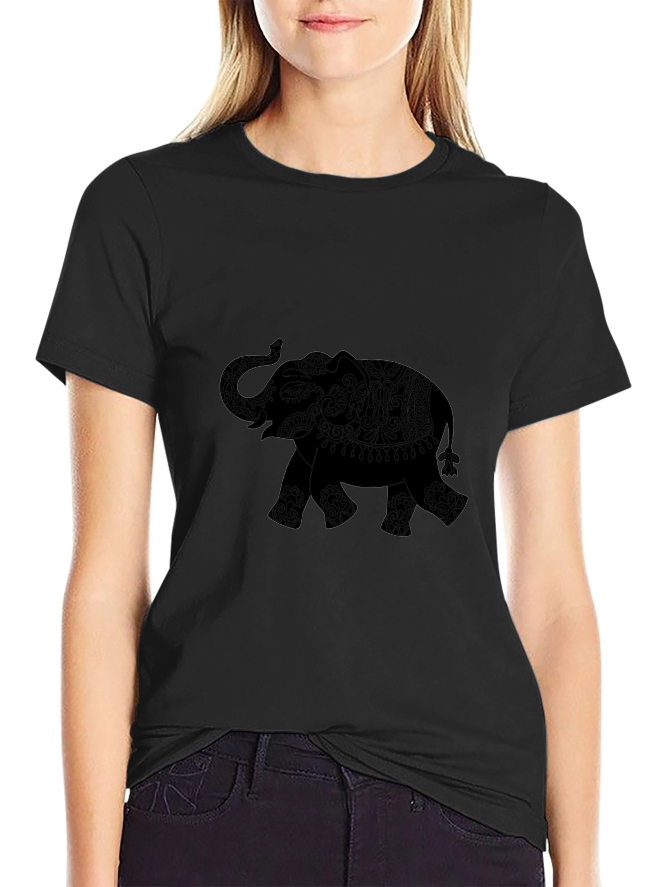 Elephant Silhouette Black T-Shirt