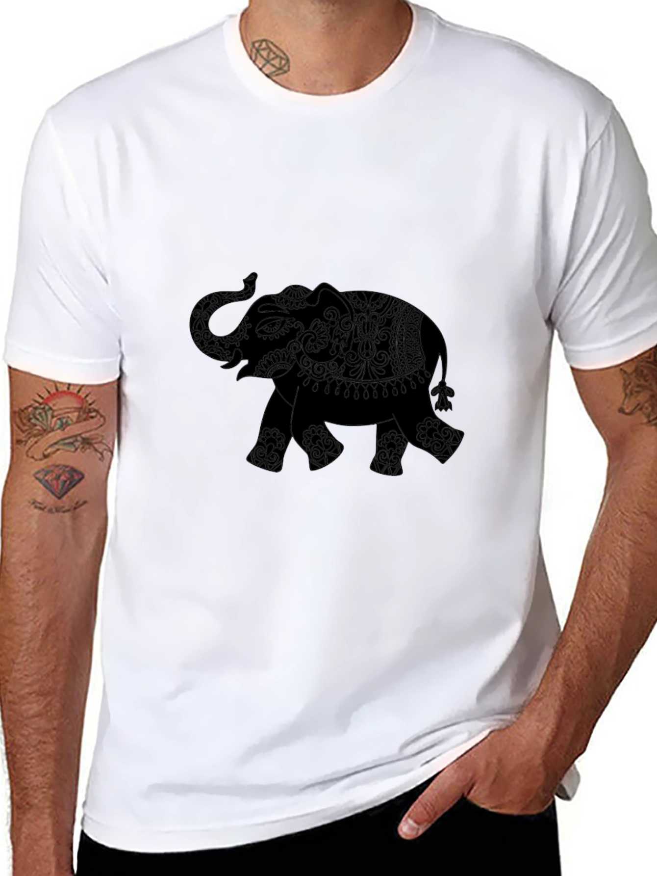 Elephant Silhouette Black T-Shirt