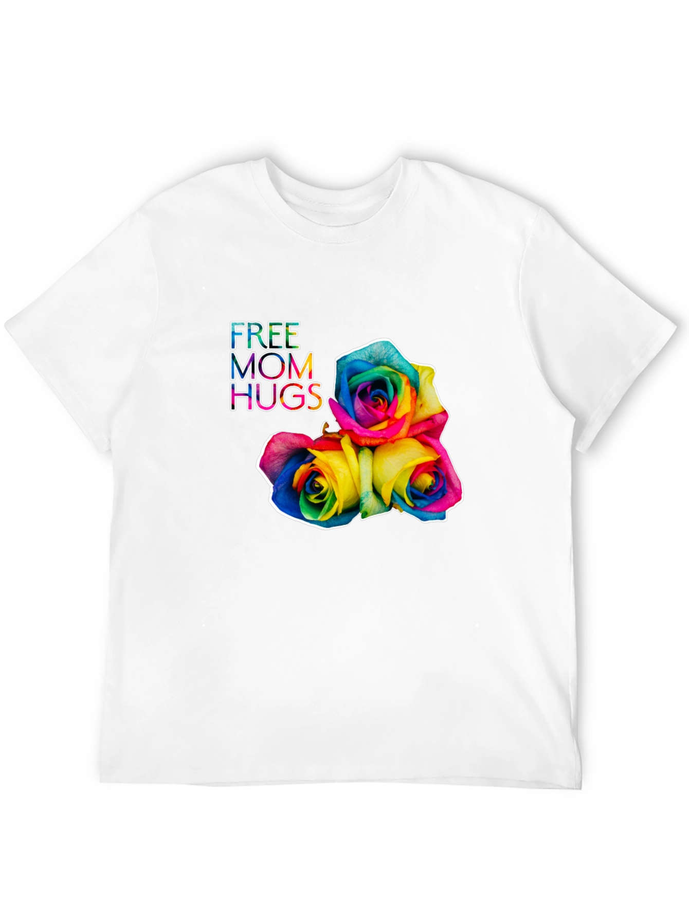 Free Mom Hugs Rainbow Roses Black T-Shirt