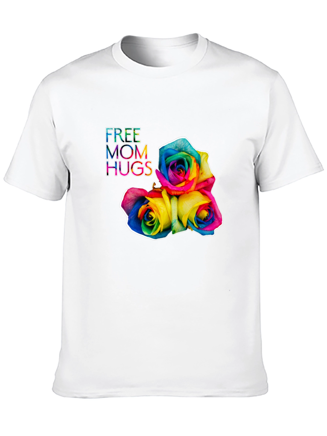 Free Mom Hugs Rainbow Roses Black T-Shirt