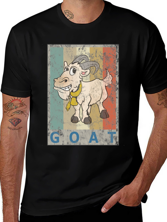Vintage Goat Graphic T-Shirt - Trendy Animal Tee