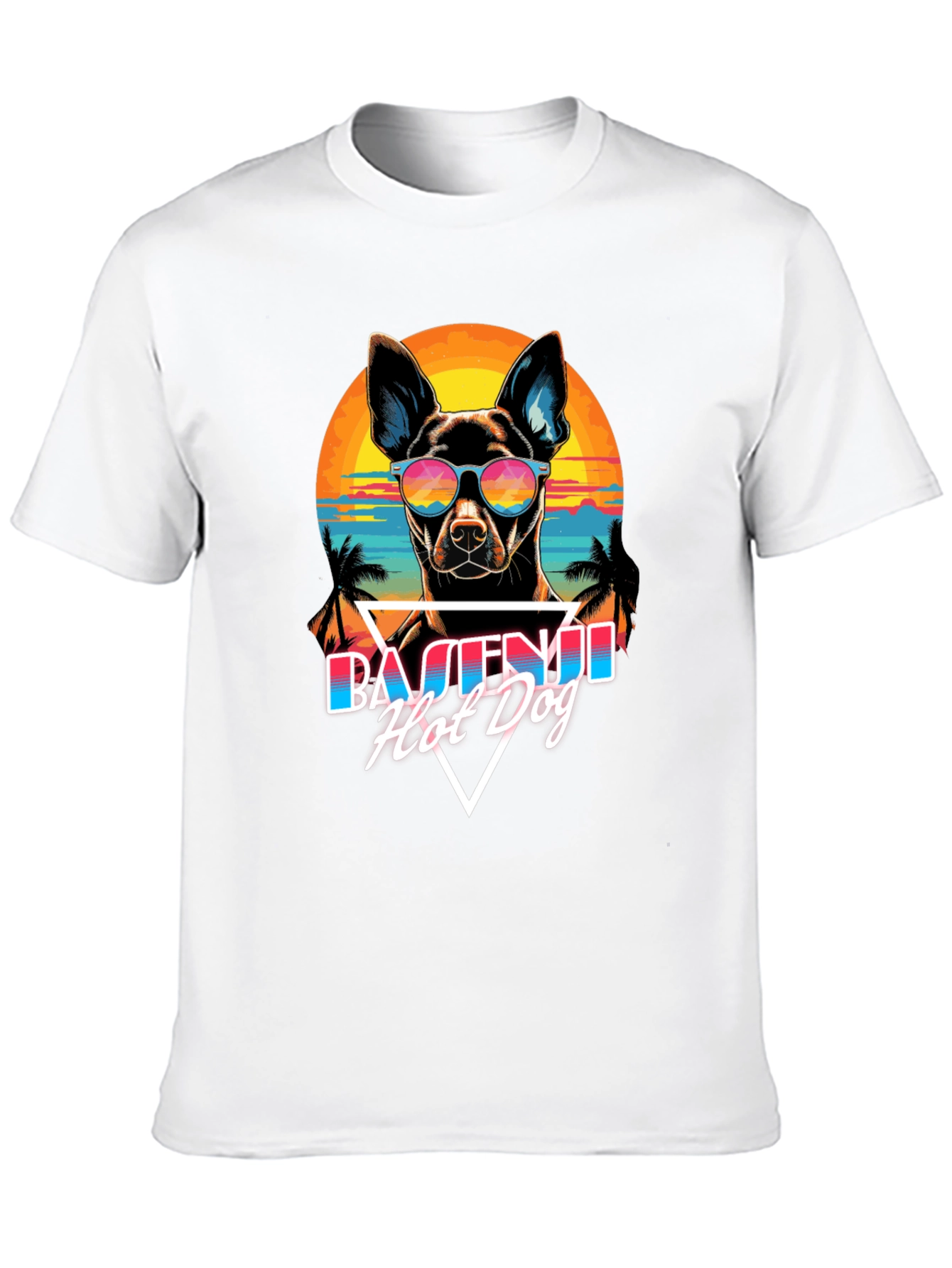 Basenji Hot Dog T-Shirt Retro Style