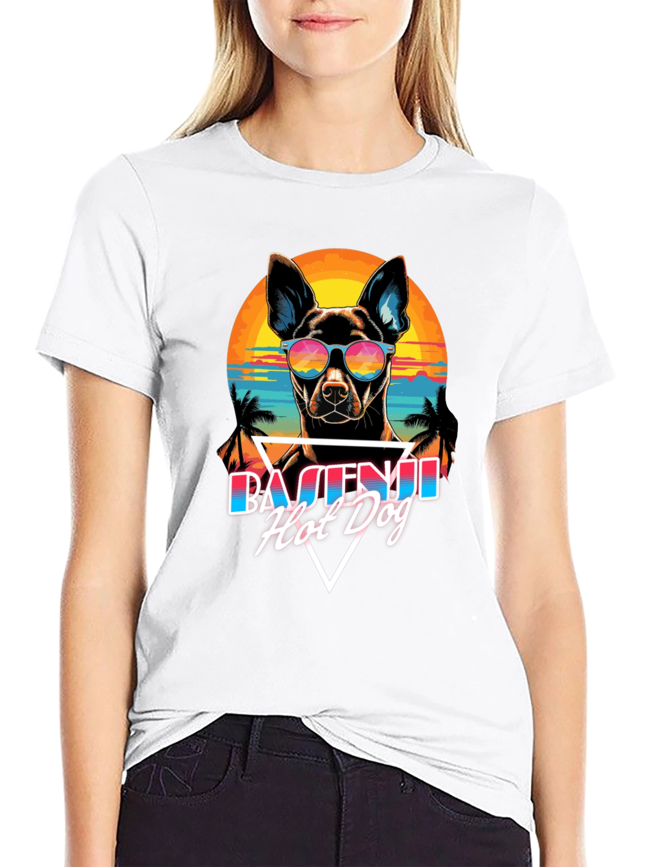 Basenji Hot Dog T-Shirt Retro Style