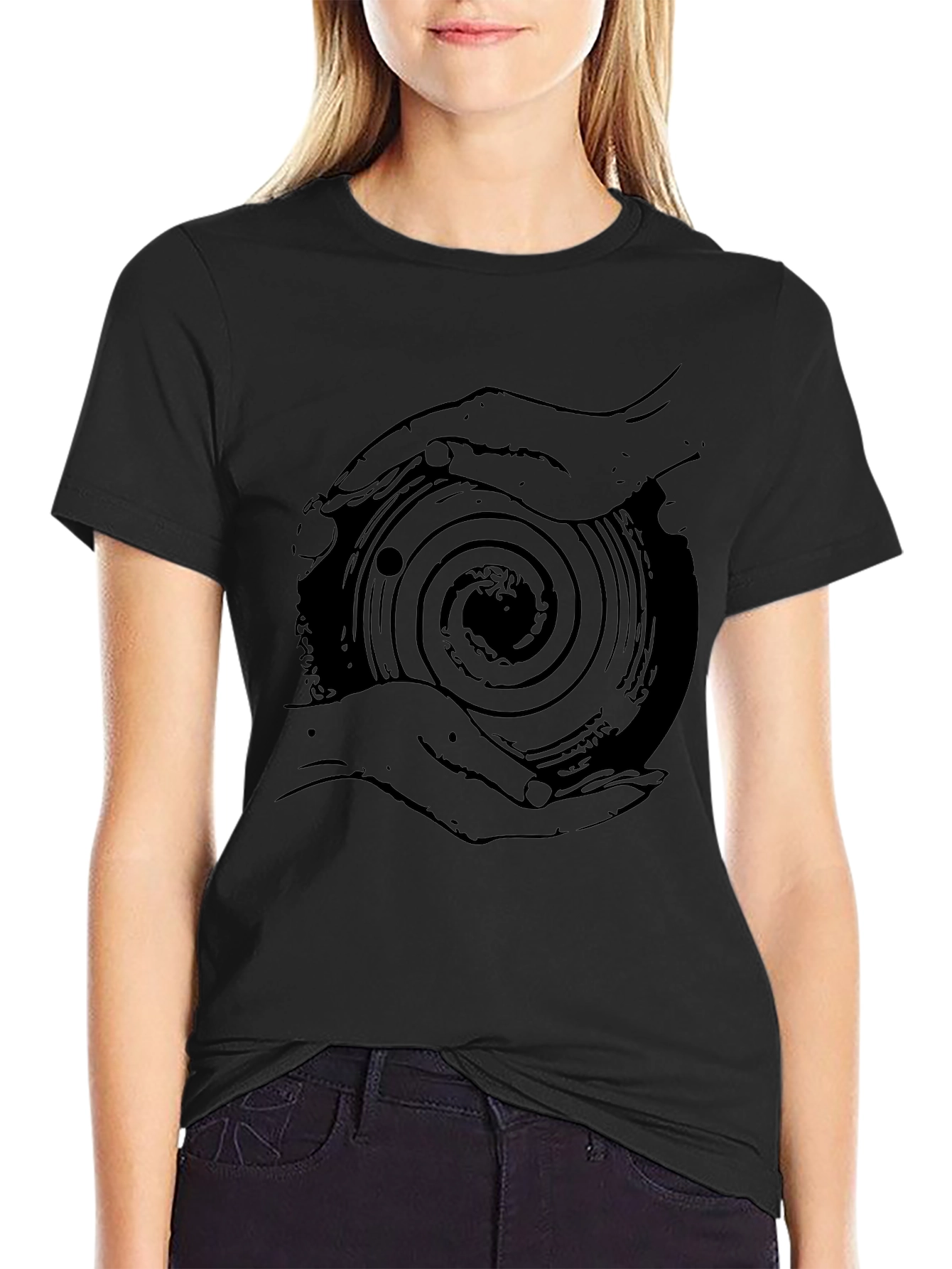 Spiral Hands Graphic Black T-Shirt