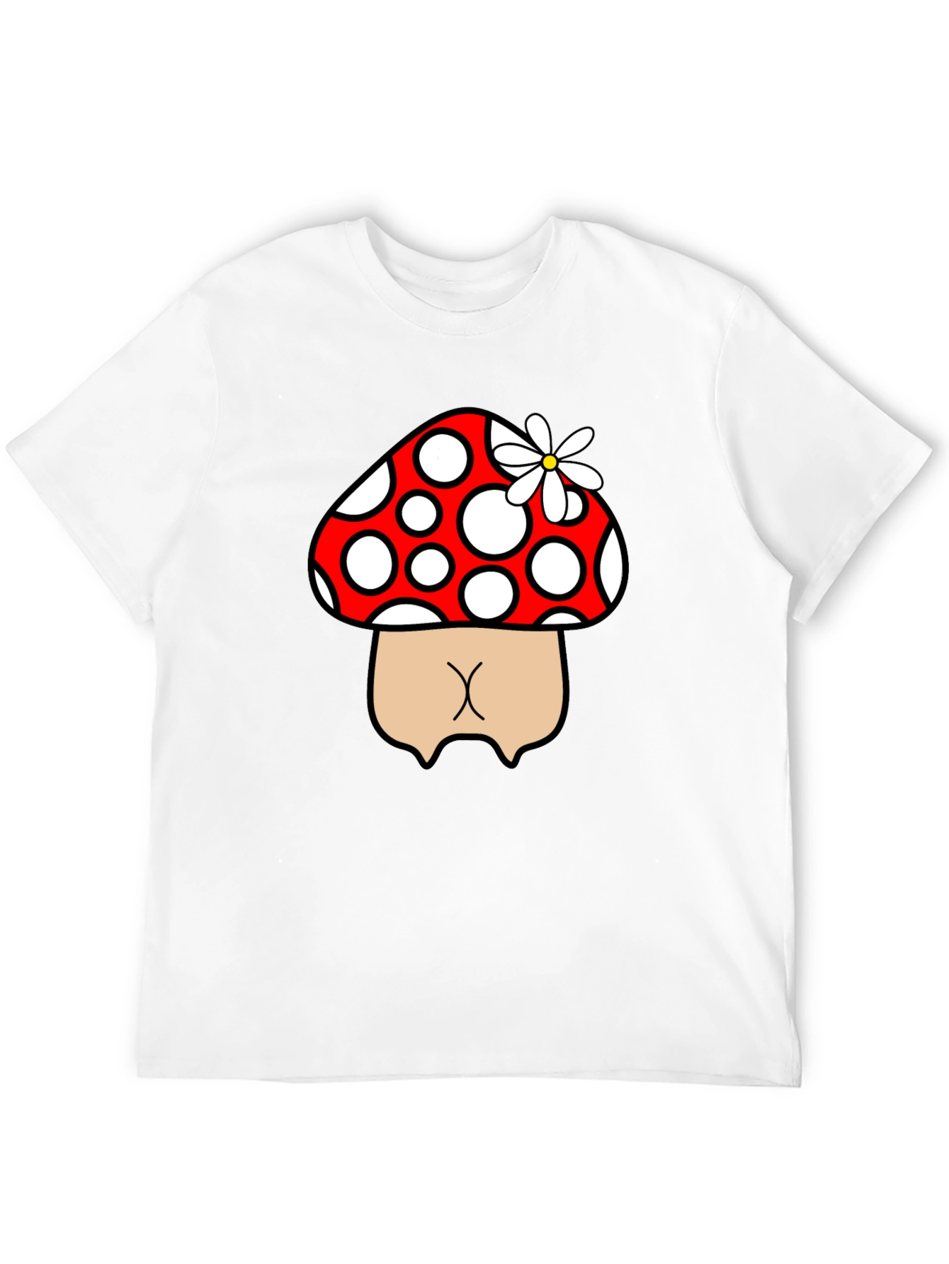 Mushroom Butt Funny Graphic Tee - Black