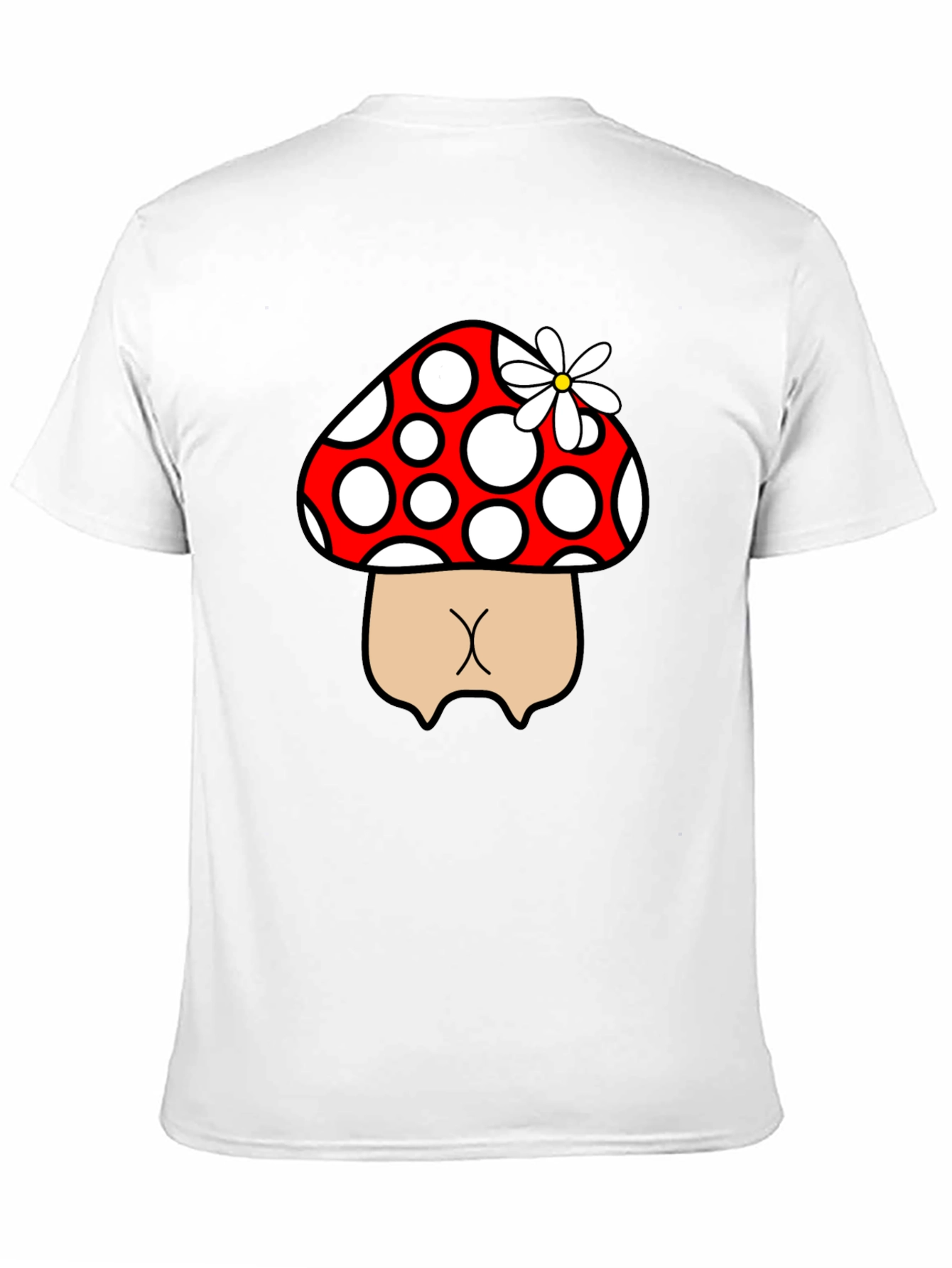 Mushroom Butt Funny Graphic Tee - Black