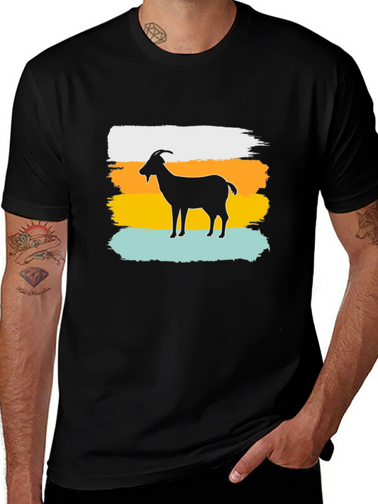 Goat Silhouette Brush Stroke Graphic T-Shirt