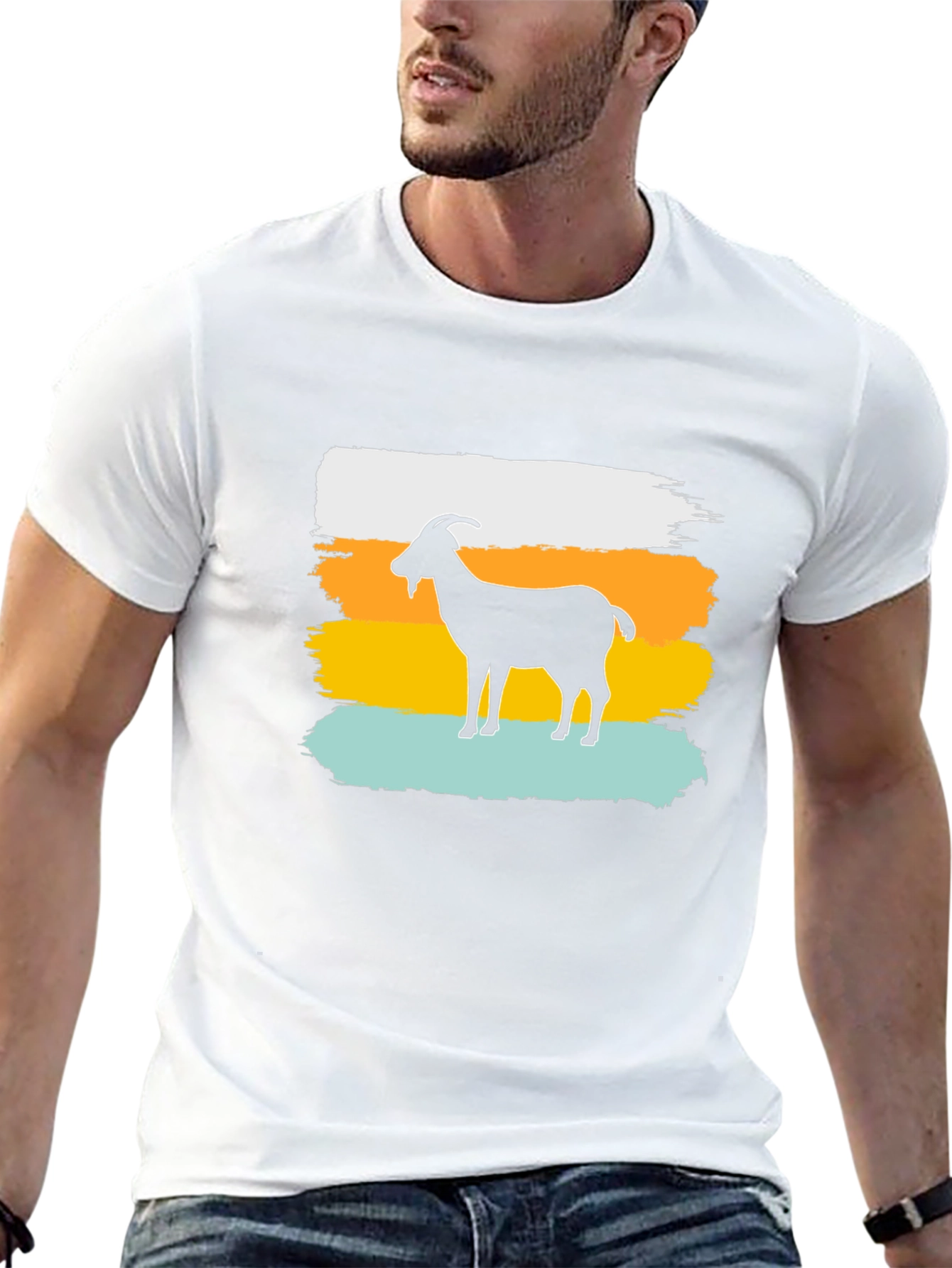 Goat Silhouette Brush Stroke Graphic T-Shirt