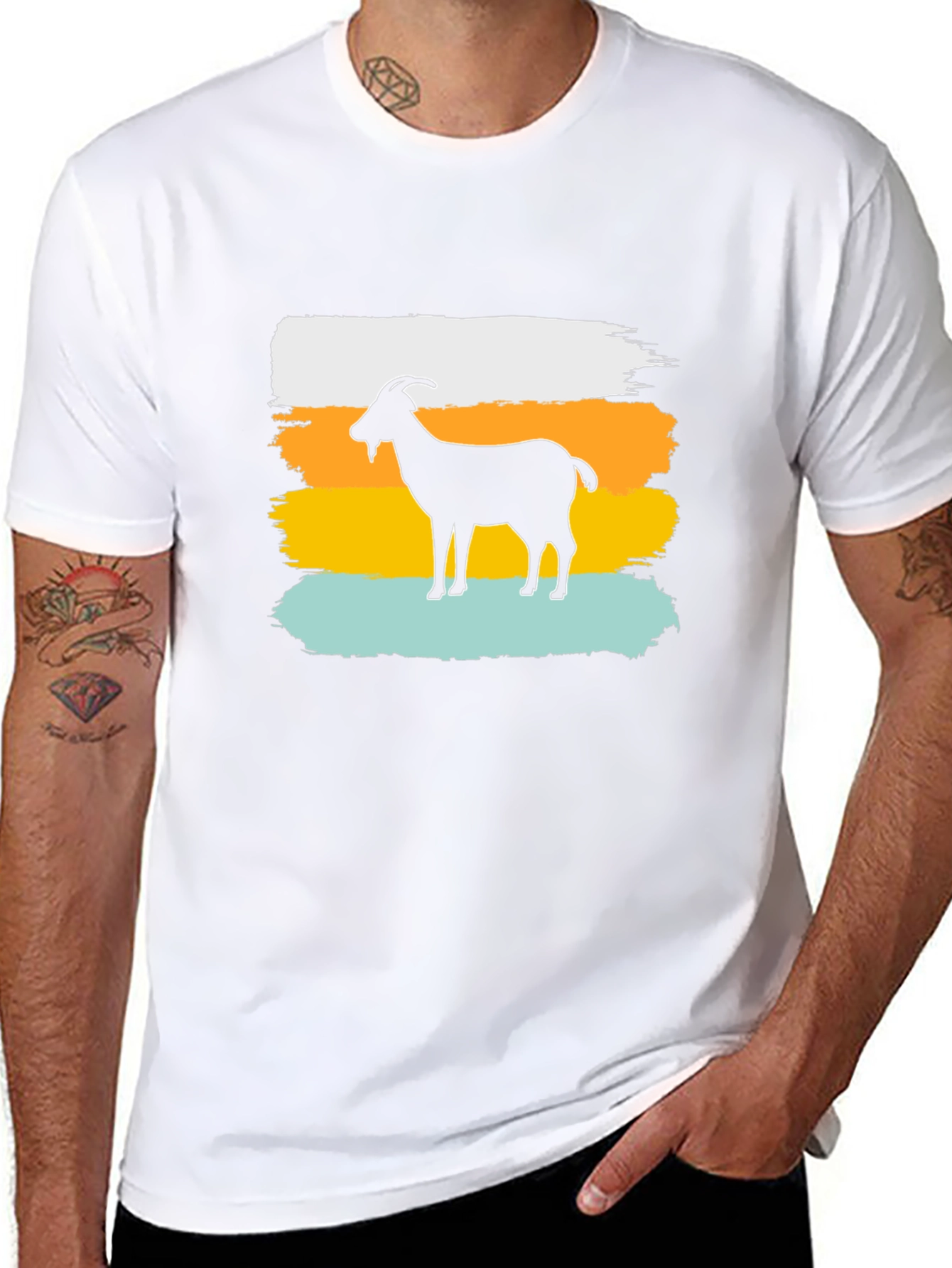 Goat Silhouette Brush Stroke Graphic T-Shirt