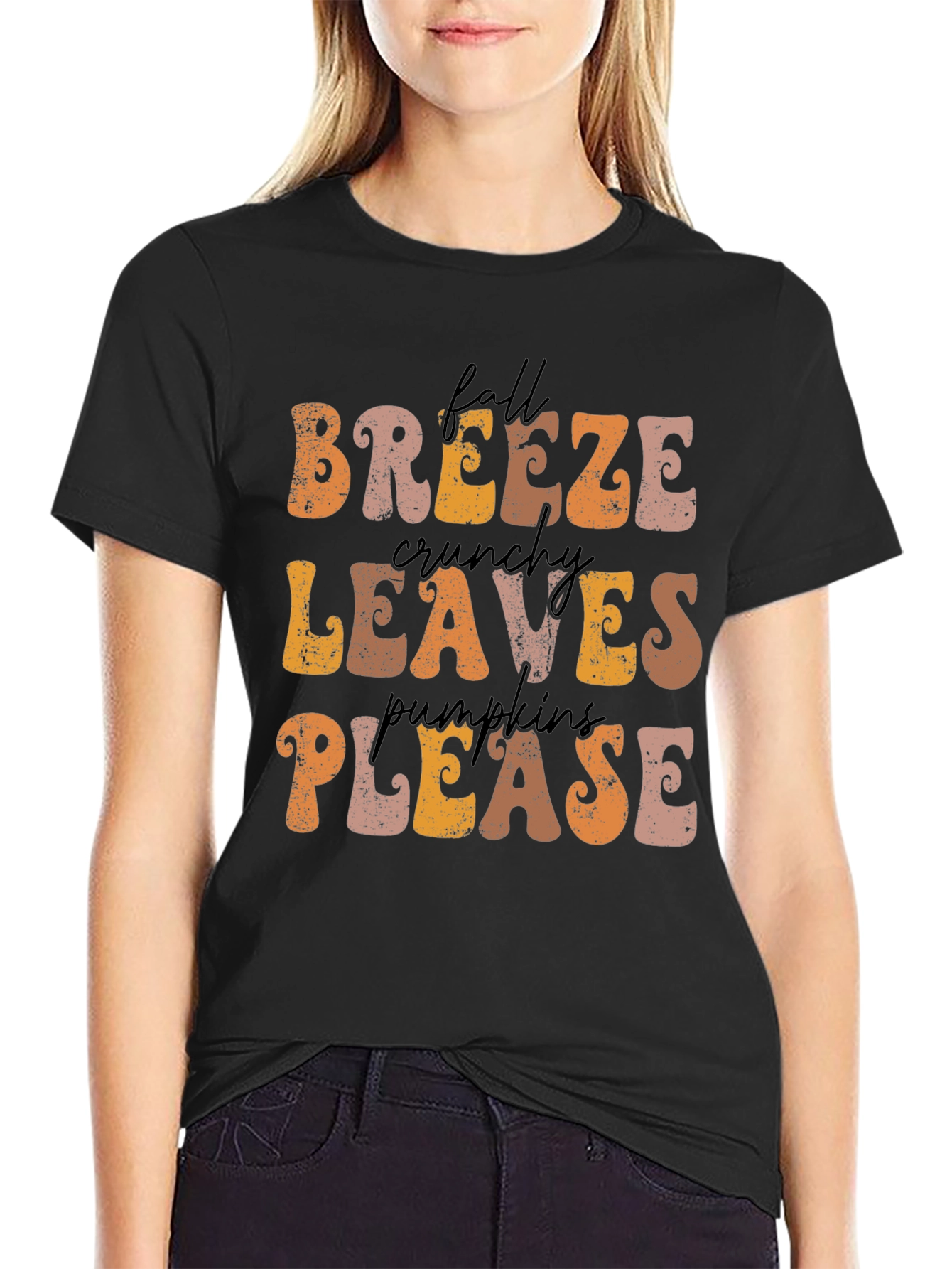 Fall Breeze Crunchy Leaves Pumpkins Please T-Shirt