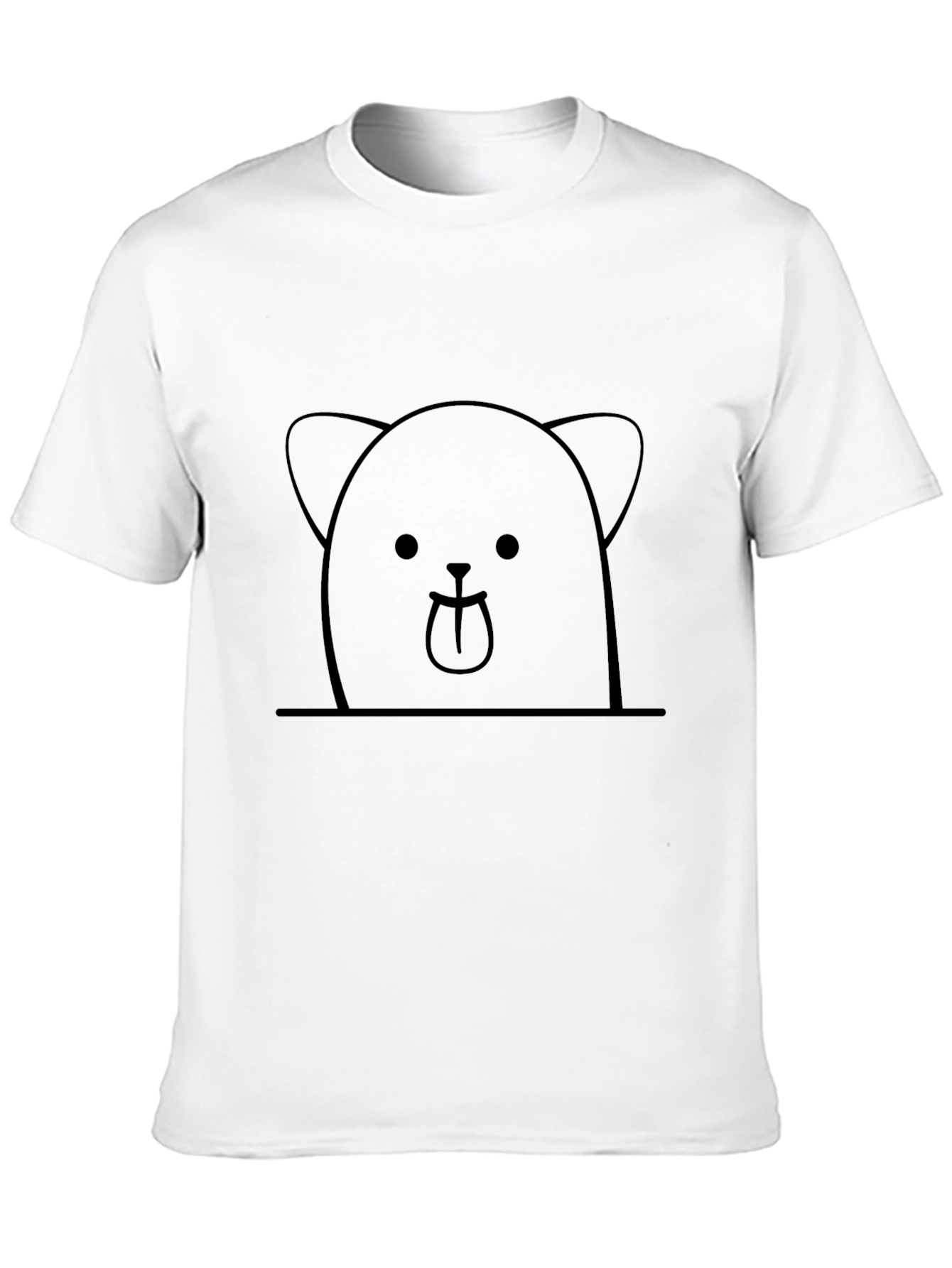 Cute Bear Graphic Tee - Black Cotton Casual Shirt