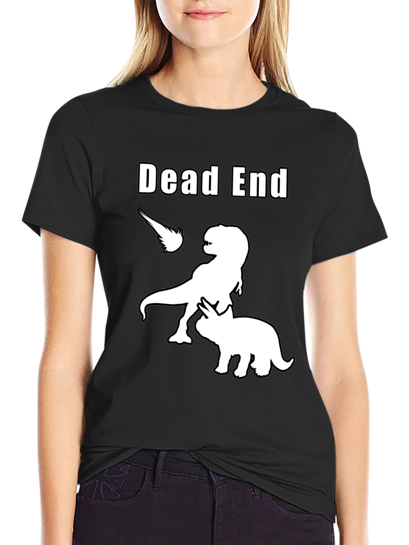 Dead End T-Rex Triceratops Black Graphic Tee