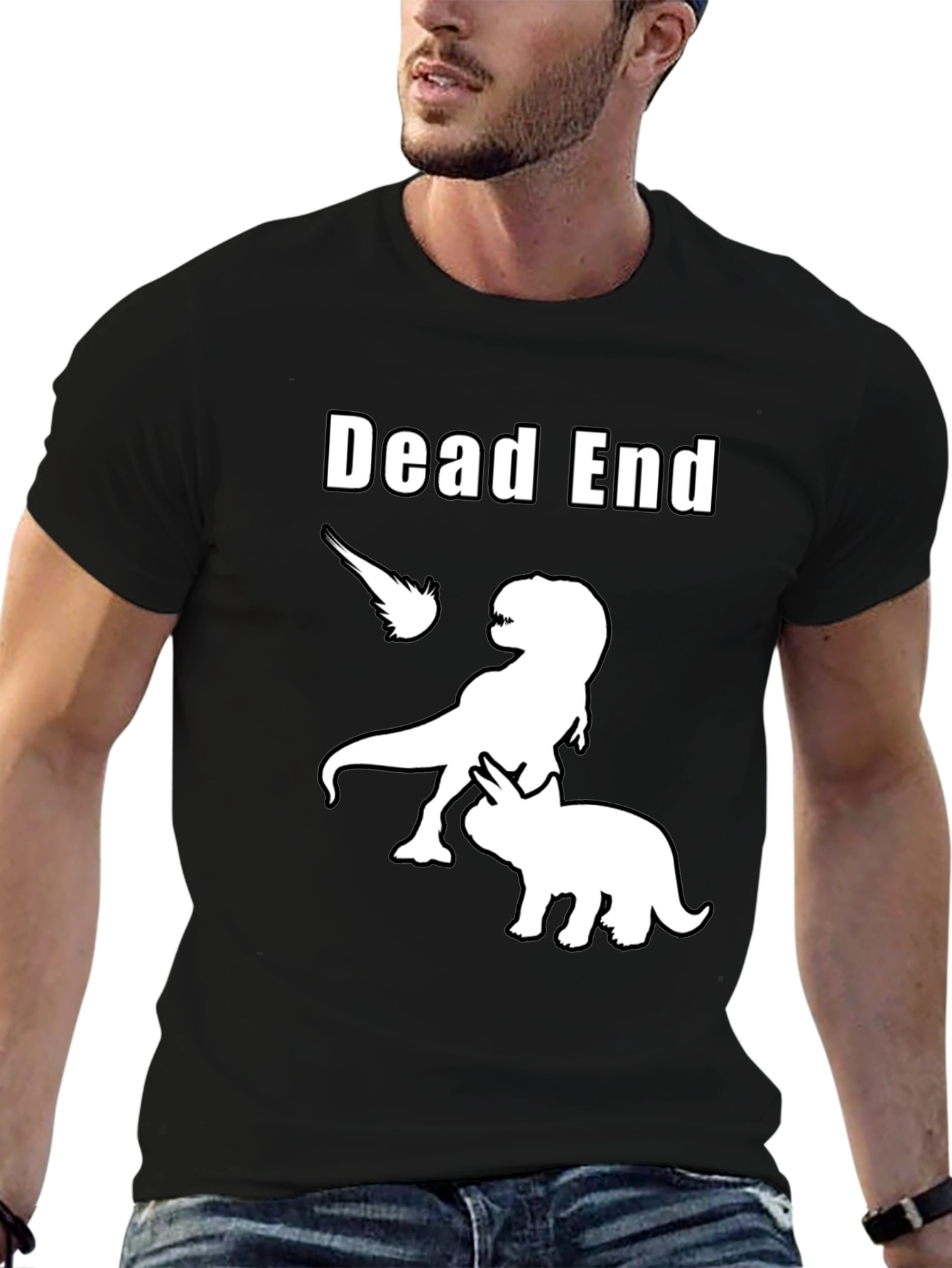 Dead End T-Rex Triceratops Black Graphic Tee