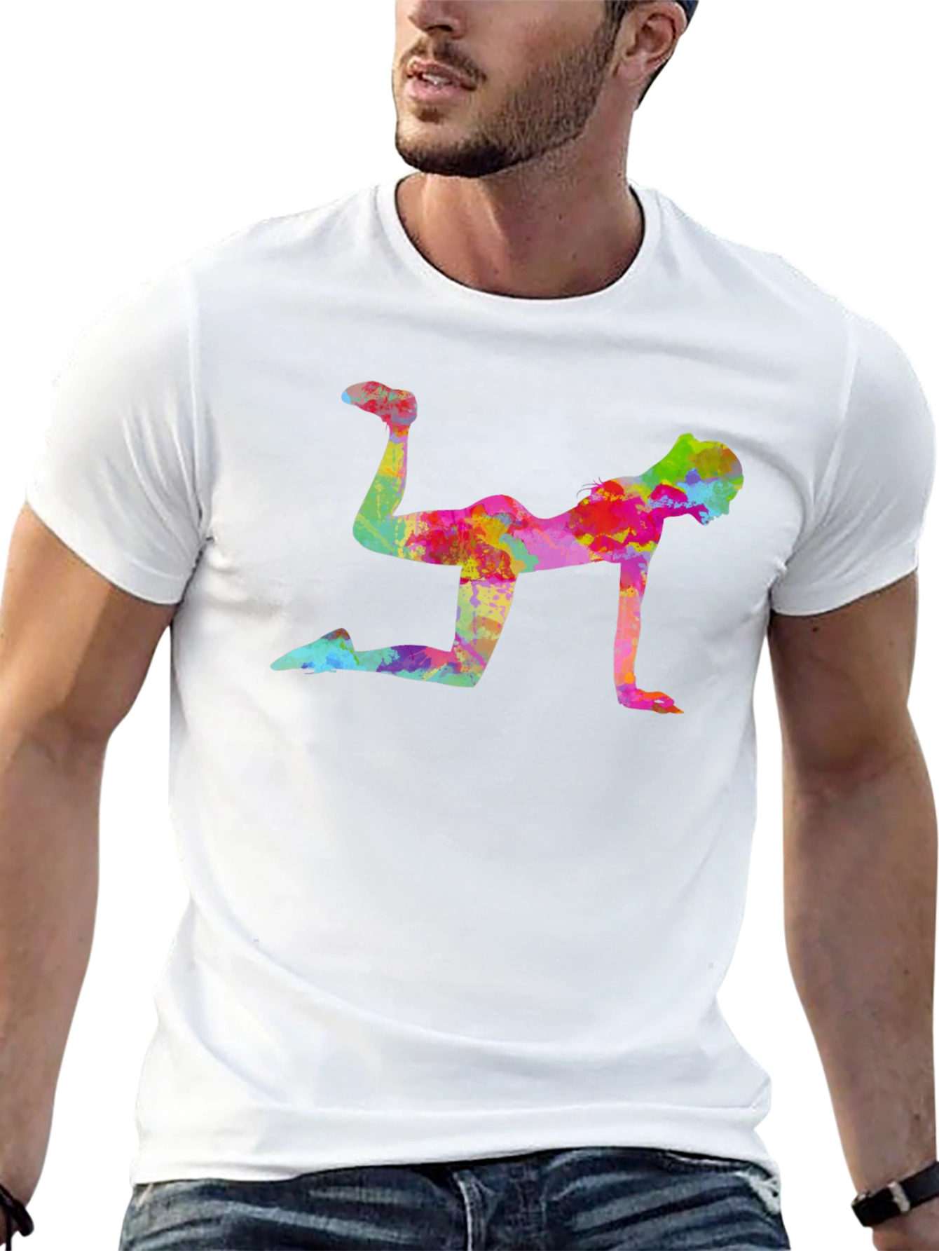 Vibrant Fitness Pose Black T-Shirt