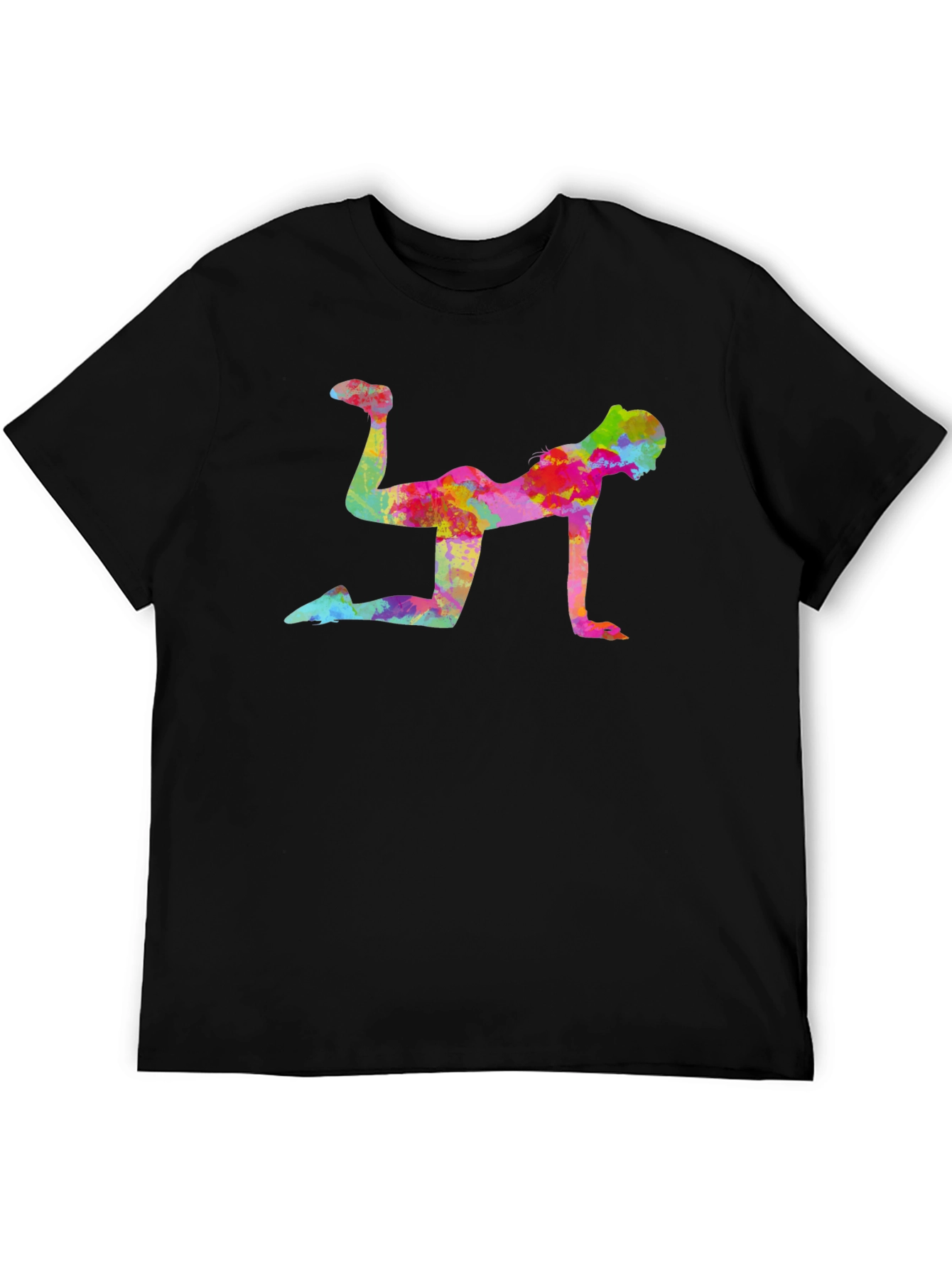 Vibrant Fitness Pose Black T-Shirt