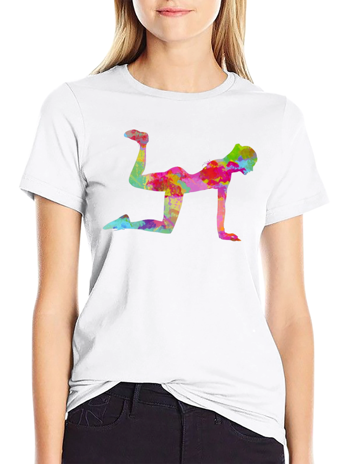 Vibrant Fitness Pose Black T-Shirt
